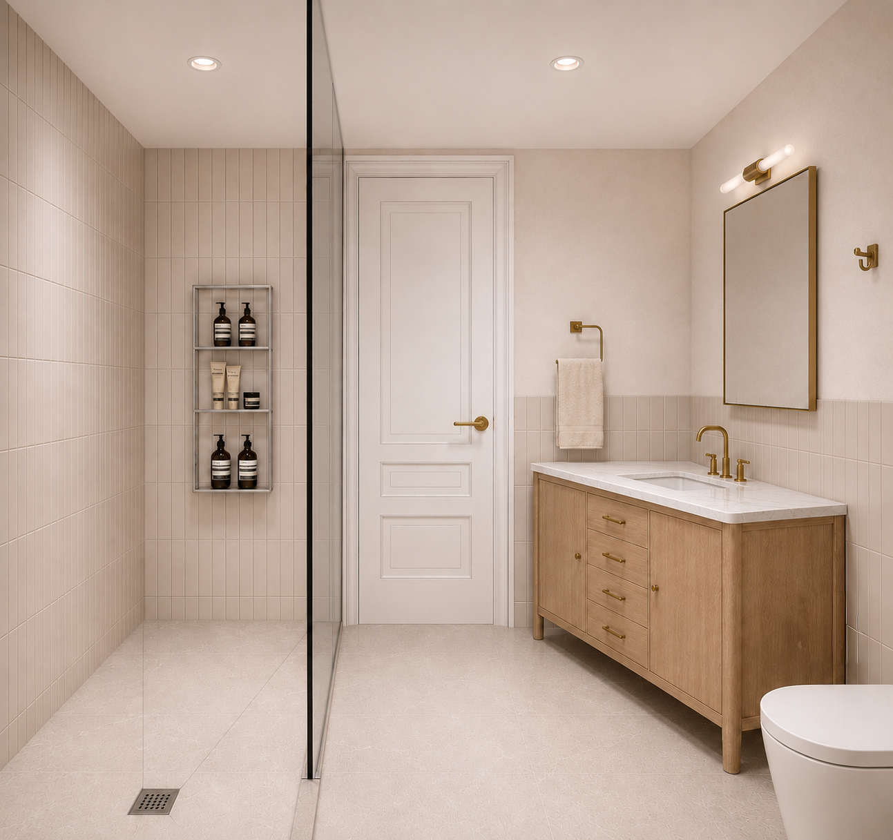 Upper West Side Limestone Mansion / Guest Bathroom Design Rendering