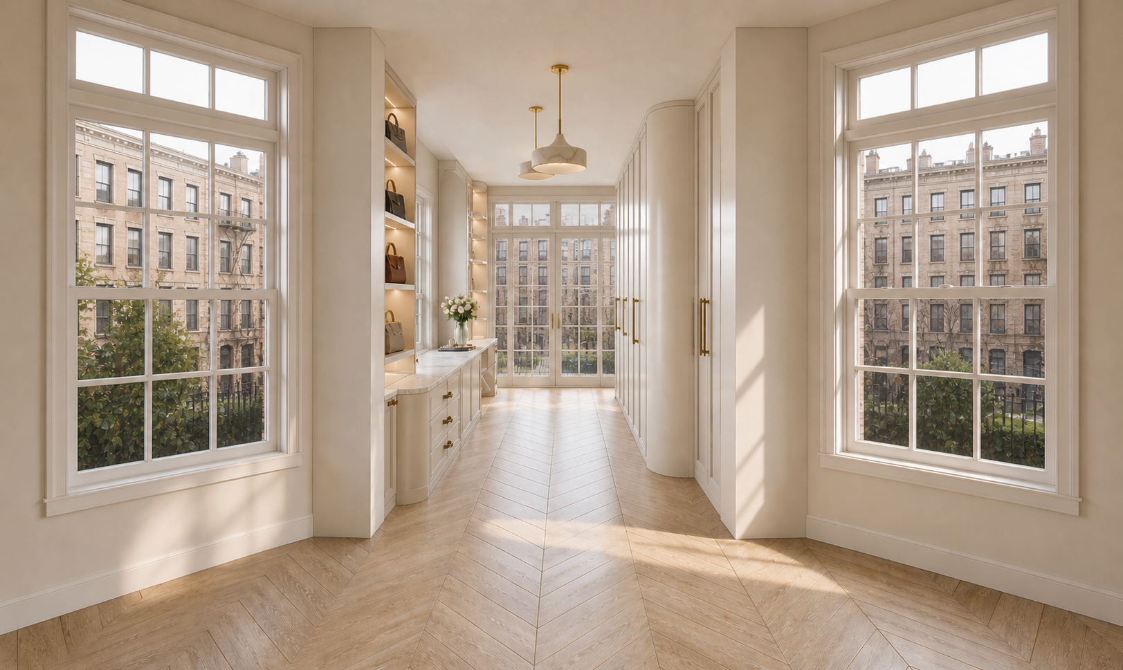 Upper West Side Limestone Mansion / Primary Bedroom Dressing Room Design Rendering