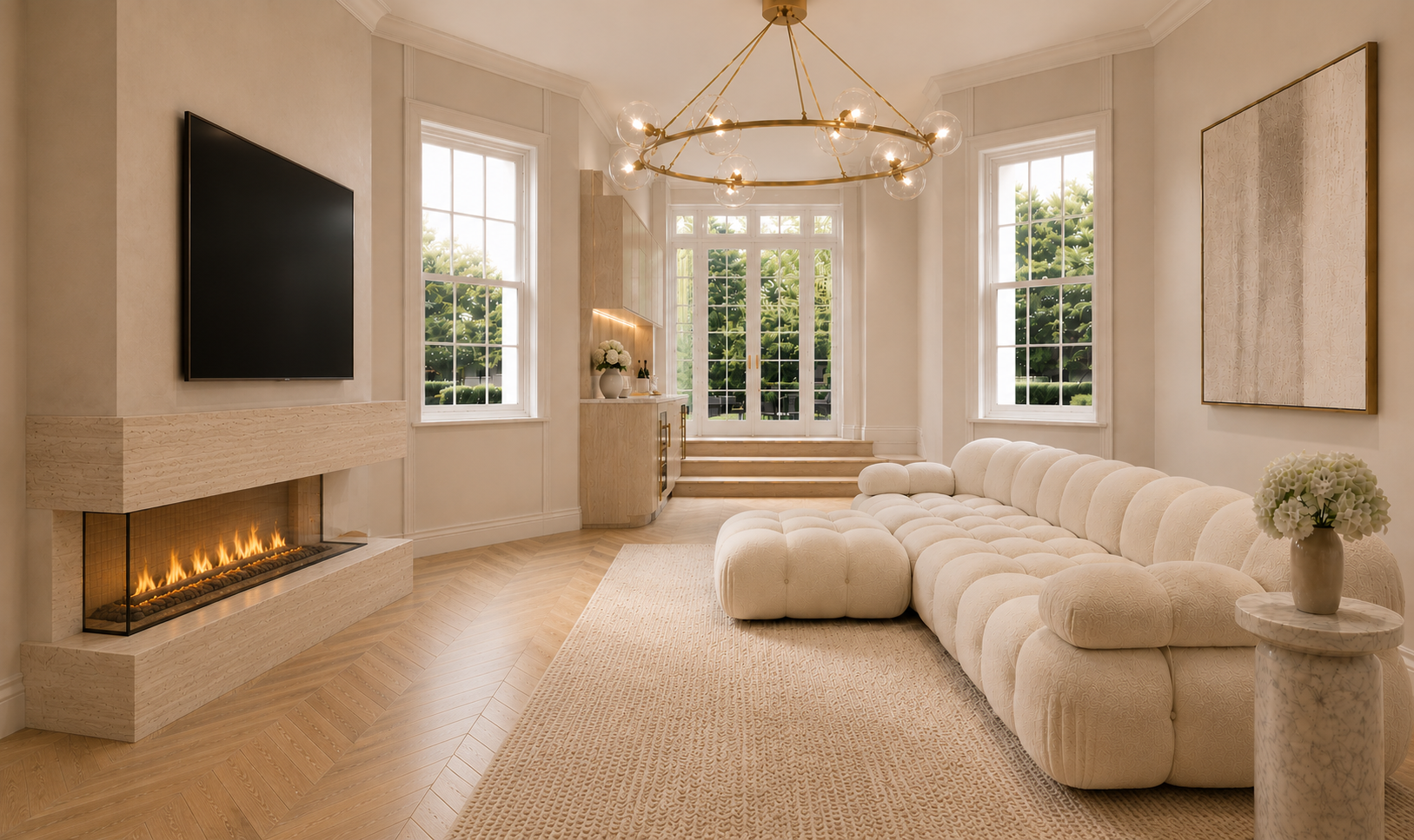 Upper West Side Limestone Mansion / Living Room Design Rendering