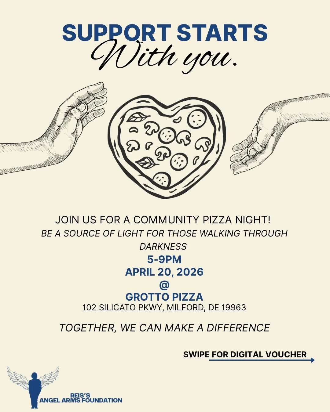 Come out and support our first fundraiser event! 

We will be at the Milford, DE Grotto Pizza from 5-9pm.

Dine in OR take out orders both count! Just don&rsquo;t forget to show your server the digital copy of your voucher or printed version 💙

#fun