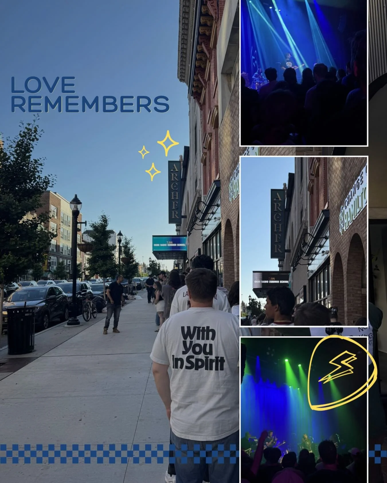 Last night we went to a concert for Narrowhead and Turnover. 

I think we were all feeling a little emotional. Missing Reis. Wishing he was coming along with us. 

As we got in line to wait for doors to open, this is the first thing we saw. 

&ldquo;
