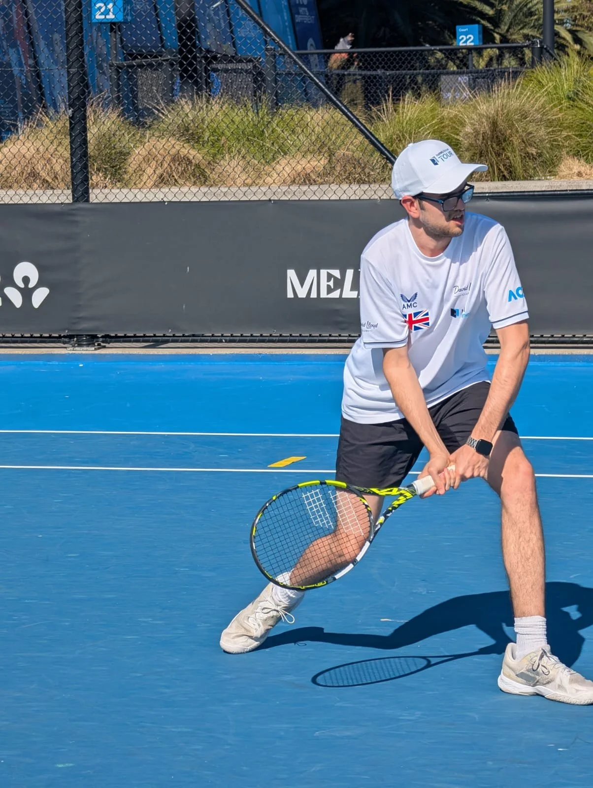 Ivan Rodriguez Deb from UK hitting a backhand.