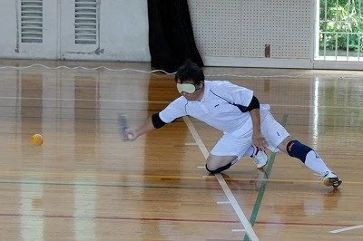 BLV Tennis inventor, Miyoshi Takei, launching himself for a backhand return. Photo courtesy of Ayako Matsui