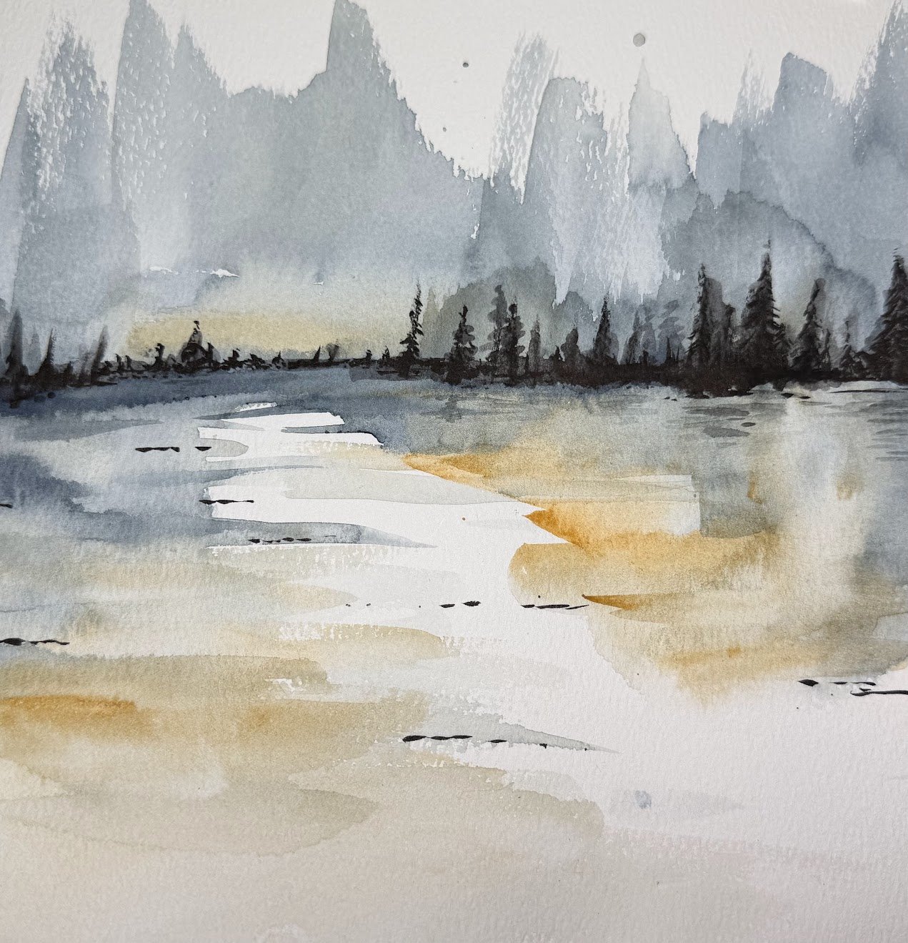 Watercolor, loose limited palatte