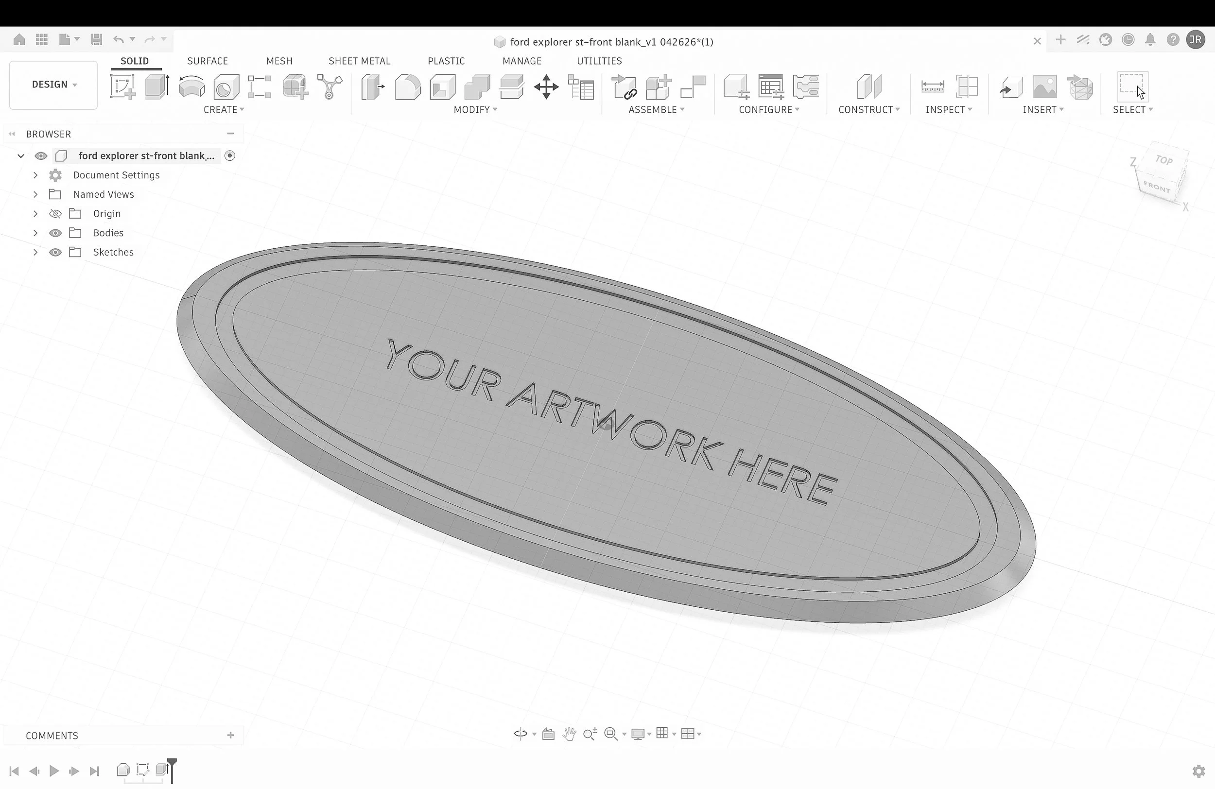 Ford Replacement Billet Front Grill Emblem - Customizable