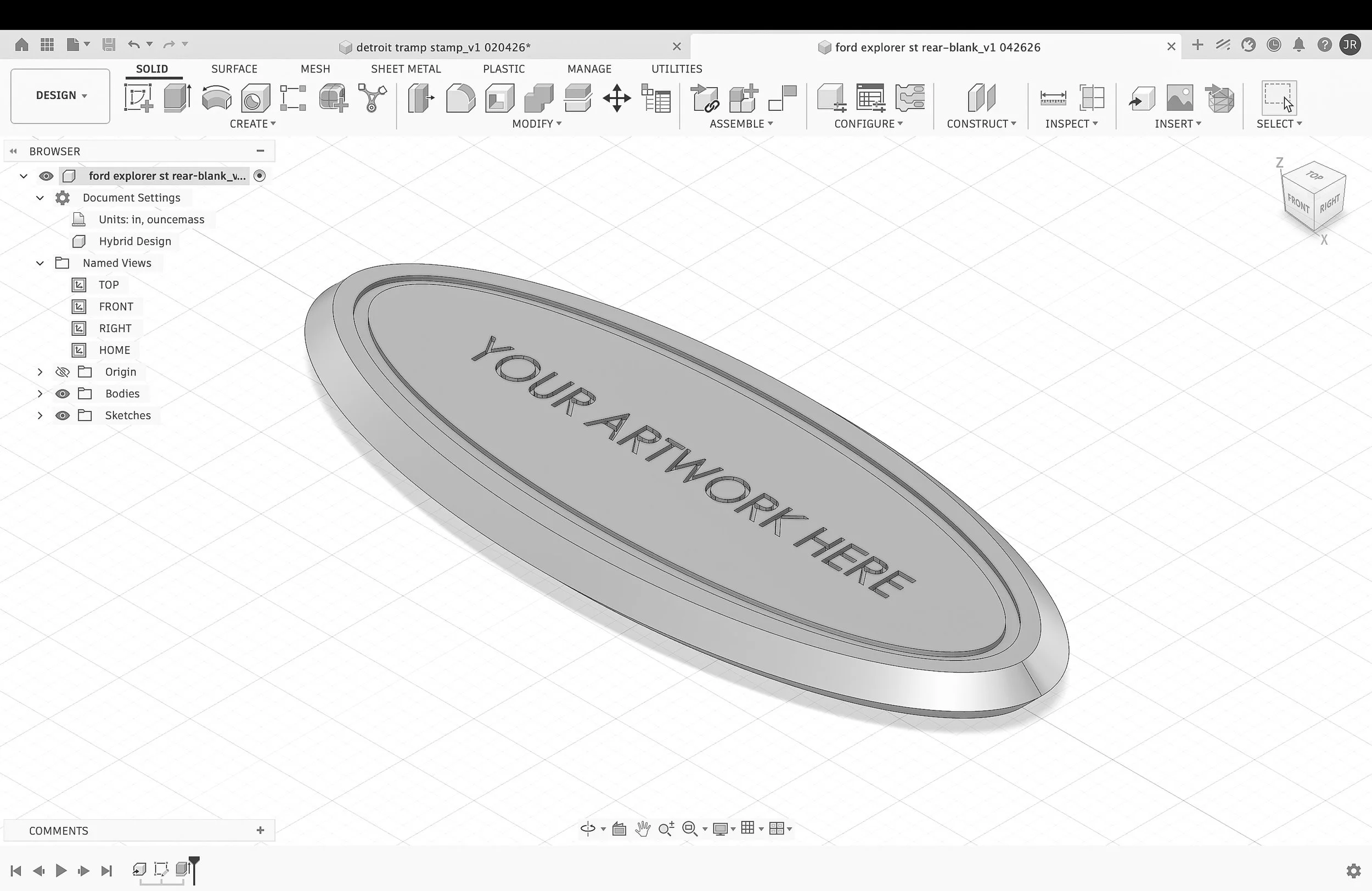 Ford Replacement Billet Rear Emblem - Customizable