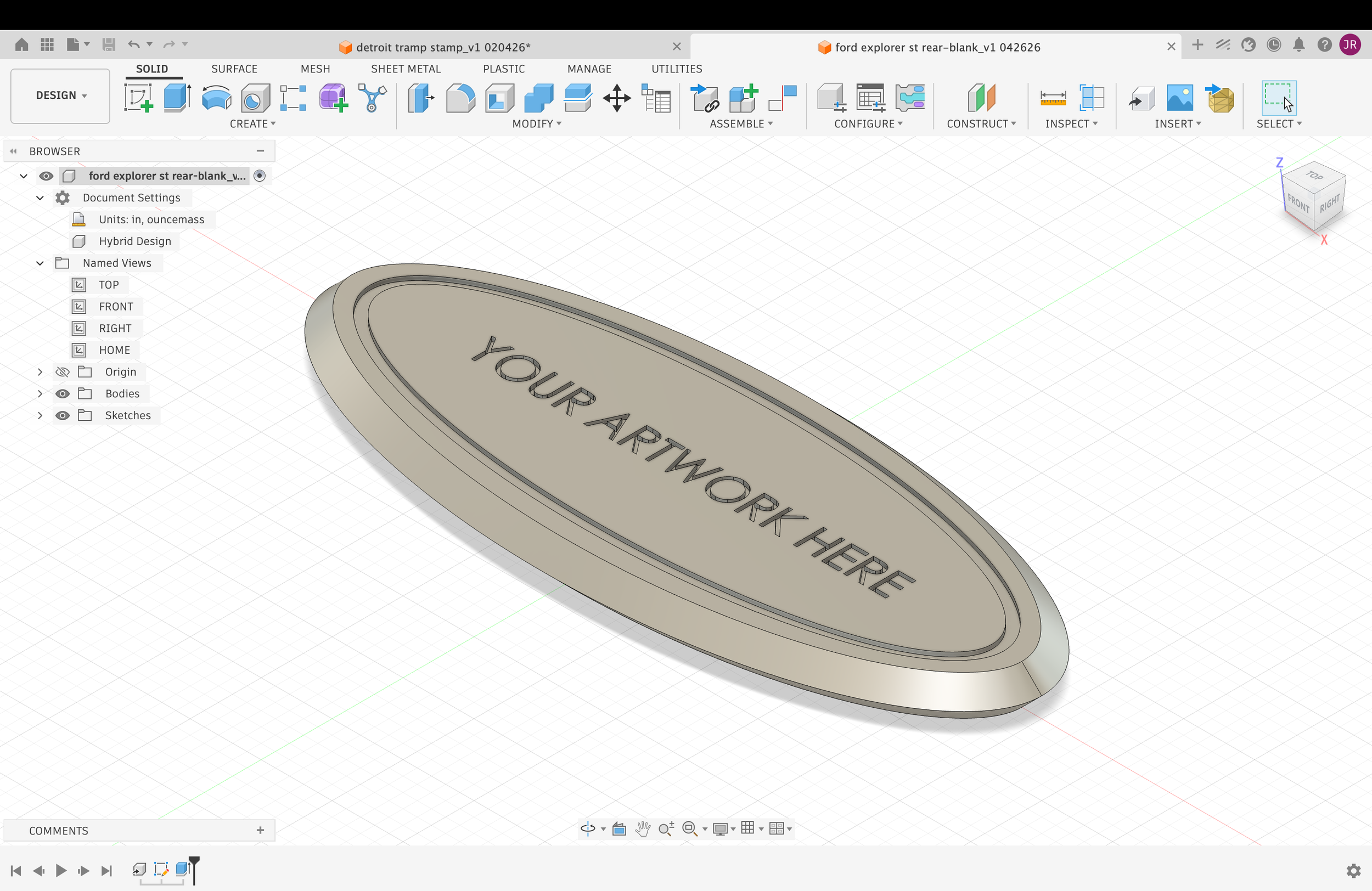 Ford Replacement Billet Rear Emblem - Customizable