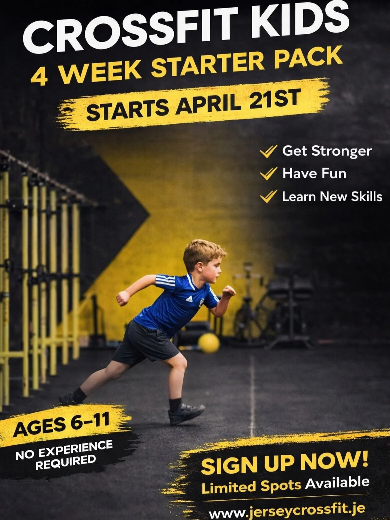 CROSSFIT KIDS! 🔥

Our 4-Week Kids Starter Pack is the perfect introduction to fitness for children aged 6&ndash;11. Through fun, game-based sessions, kids will learn the foundations of movement, balance, coordination, and teamwork &mdash; all in a s
