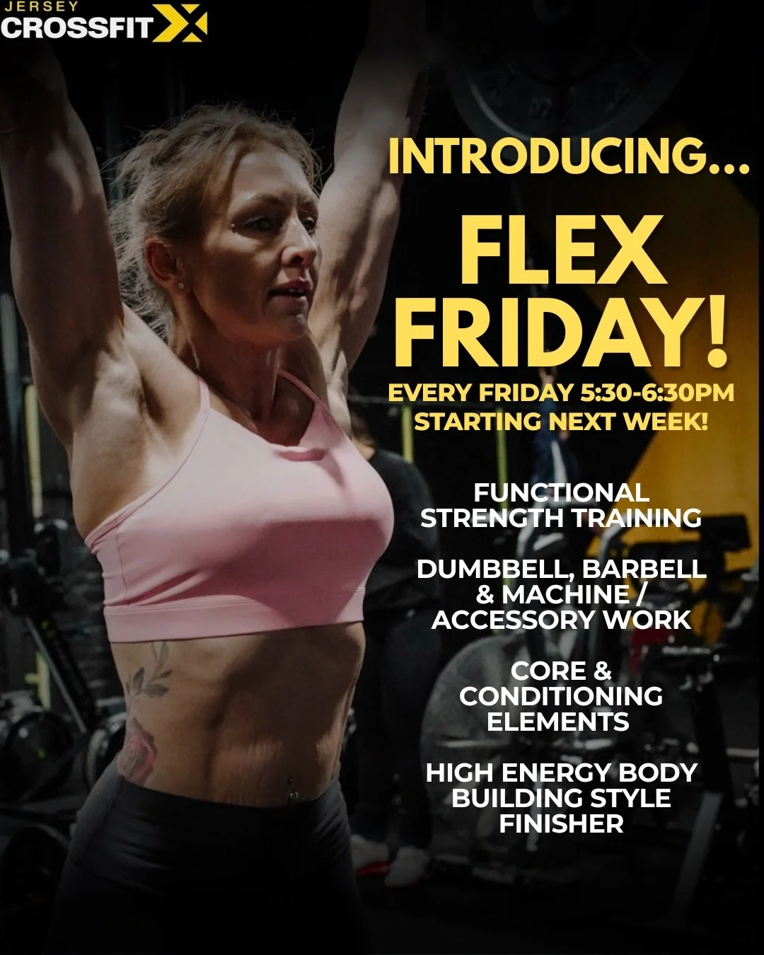 🔥NEW CLASS🔥

Build strength, sculpt lean muscle and finish the week feeling strong.

Flex Friday is our functional bodybuilding session designed to improve muscle tone, movement quality and overall athletic performance &mdash; without the intensity