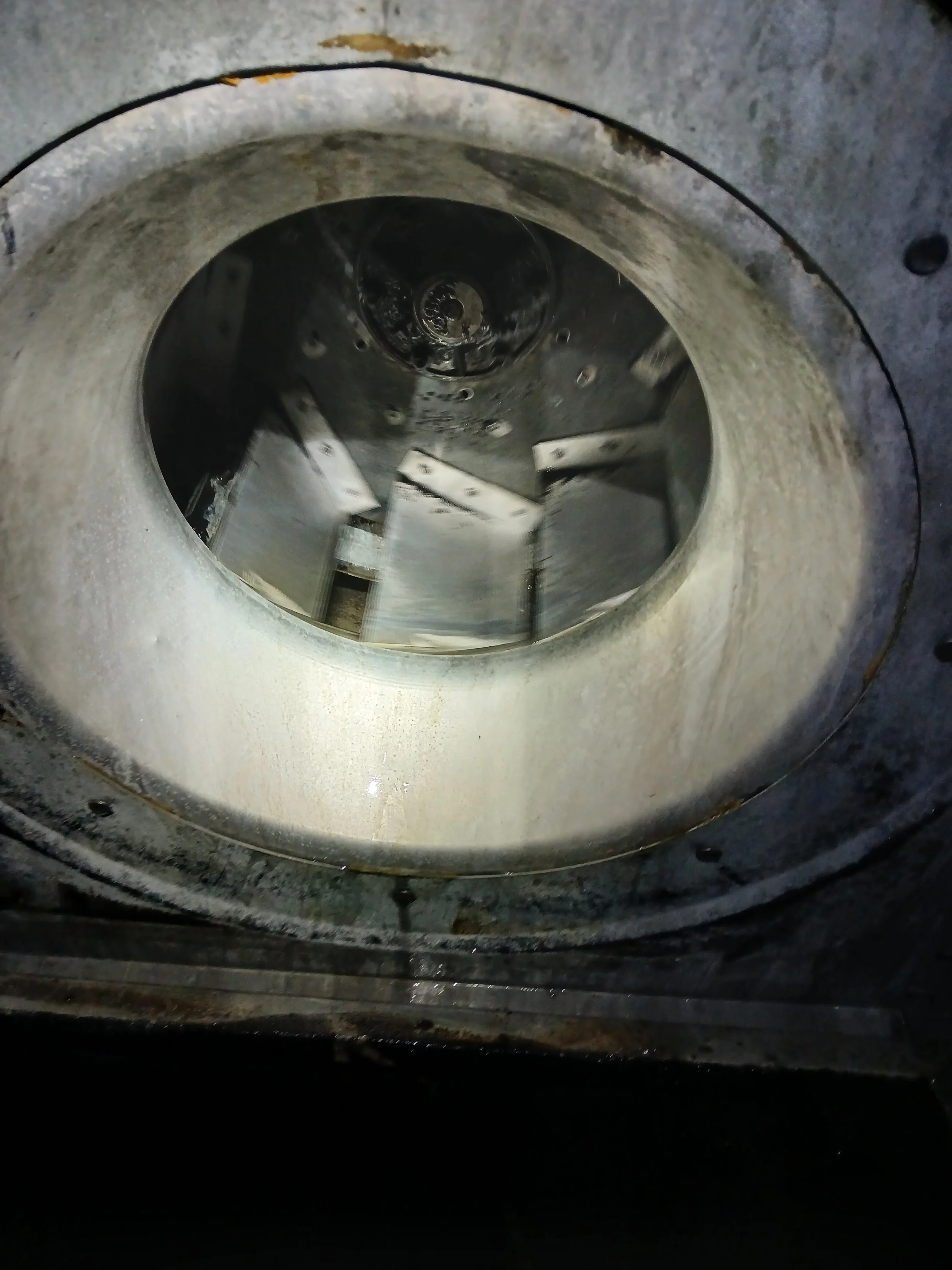 Close-up view of the inside of clean kitchen exhaust fan