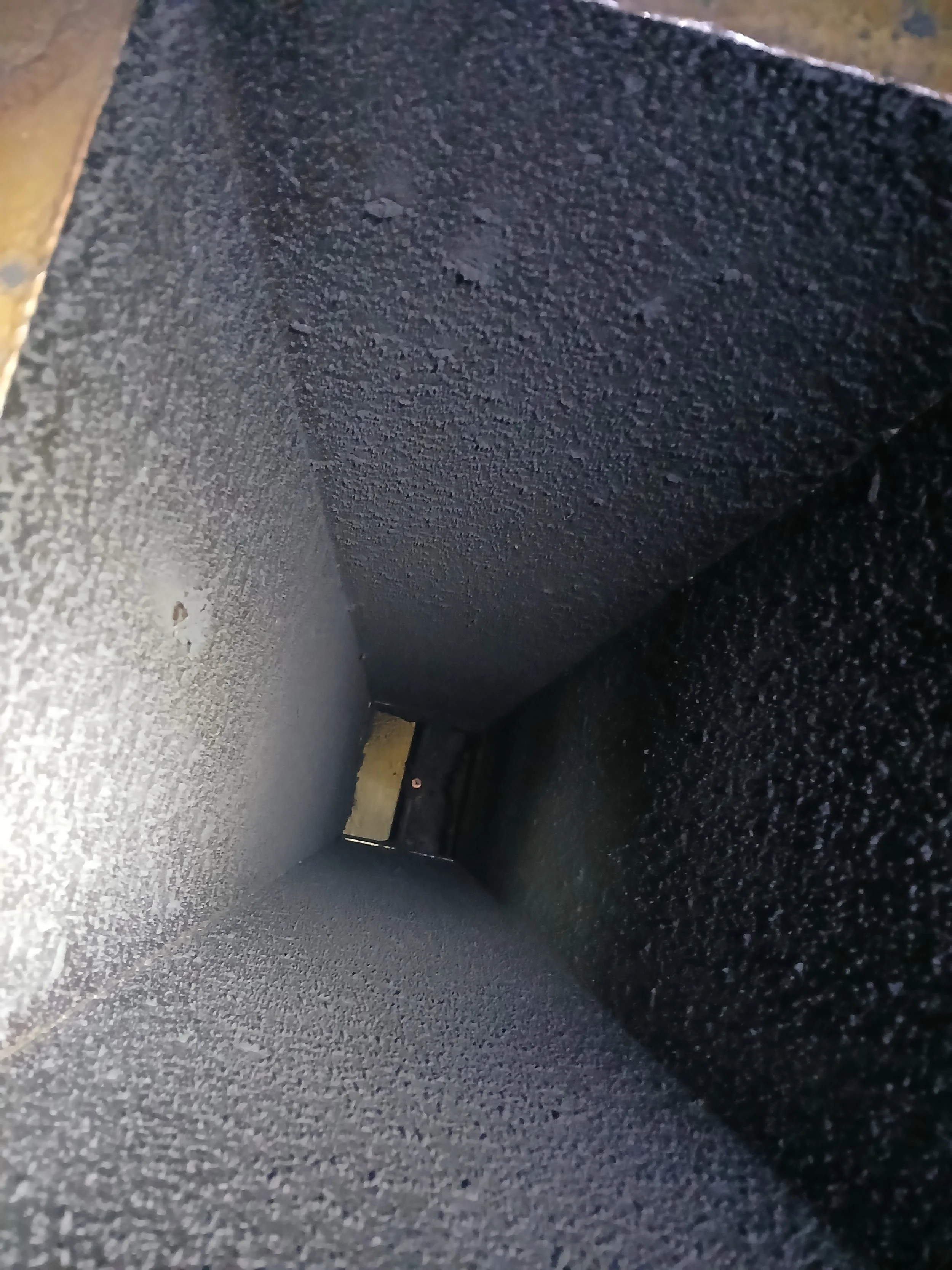 Close-up of a dirty kitchen exhaust duct