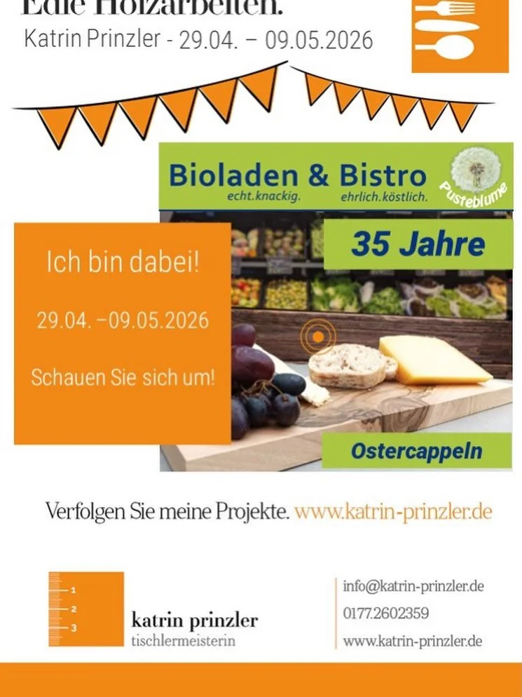 In der Zeit vom 29.04.- 09.05. pr&auml;sentiert Katrin Prinzler ihre Holzarbeiten bei uns in der Pusteblume. Anschlie&szlig;end wird ein kleines Sortiment dauerhaft verf&uuml;gbar sein.  #35jahrejubil&auml;um  #holzarbeiten  #pusteblume #caf&eacute;o