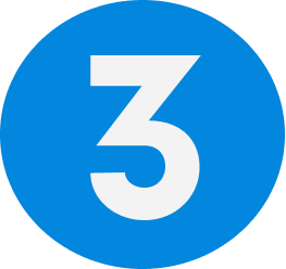 A blue circular sign with a white number 3 inside.