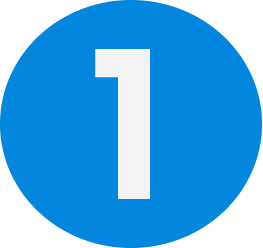 A blue circular icon with the number one in white text.