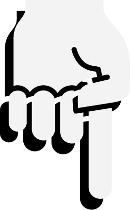 A black and white icon of a hand with the middle finger extended.