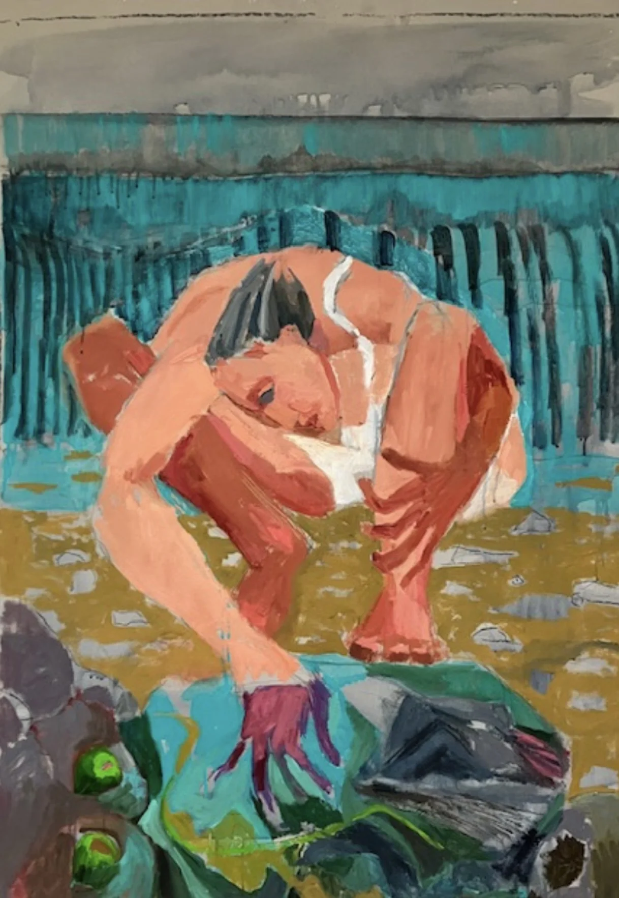 Rock Pool, 2025, acrylic and oil on board 110 x 75 cm
