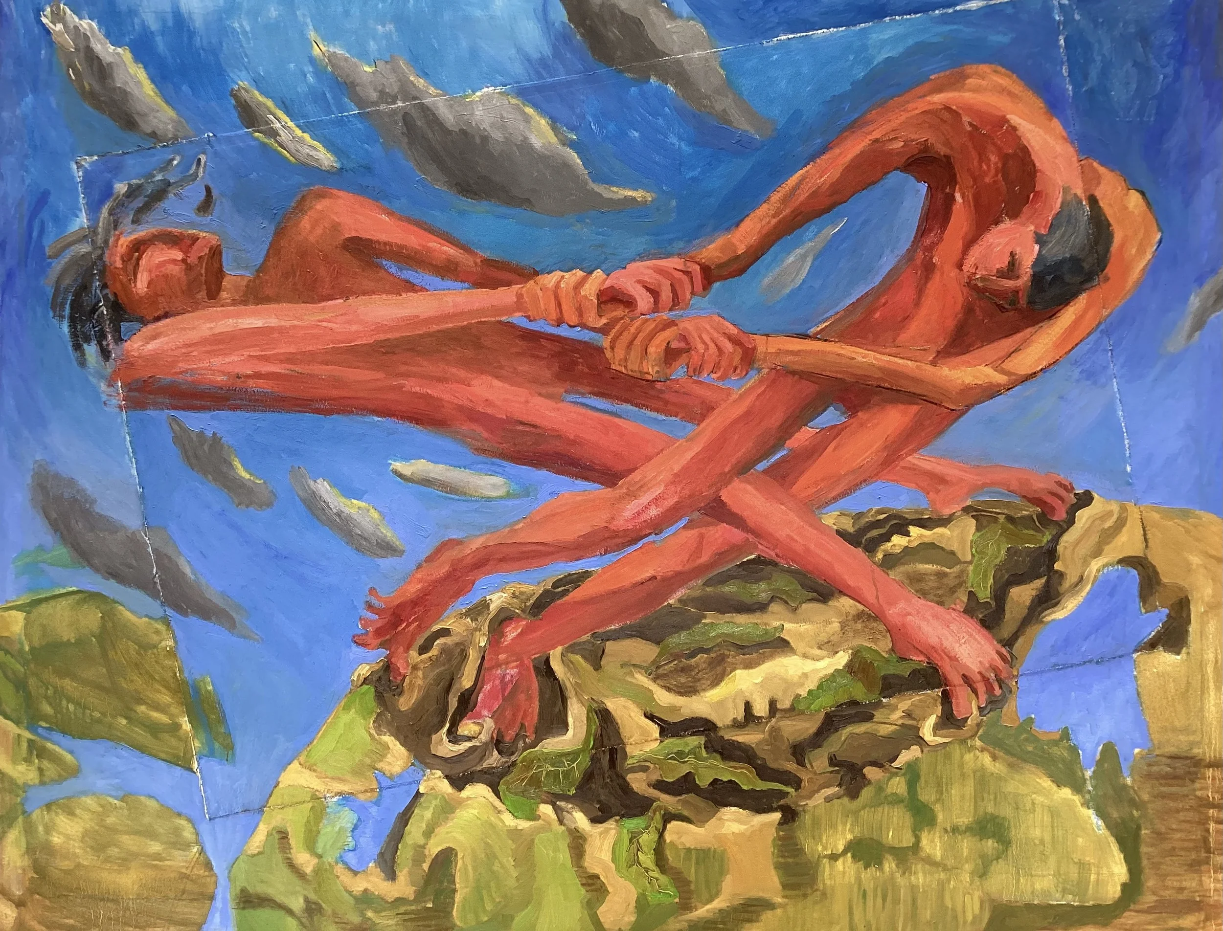 Flat Spin Round (2026)  oil on canvas, 129 x 168cm