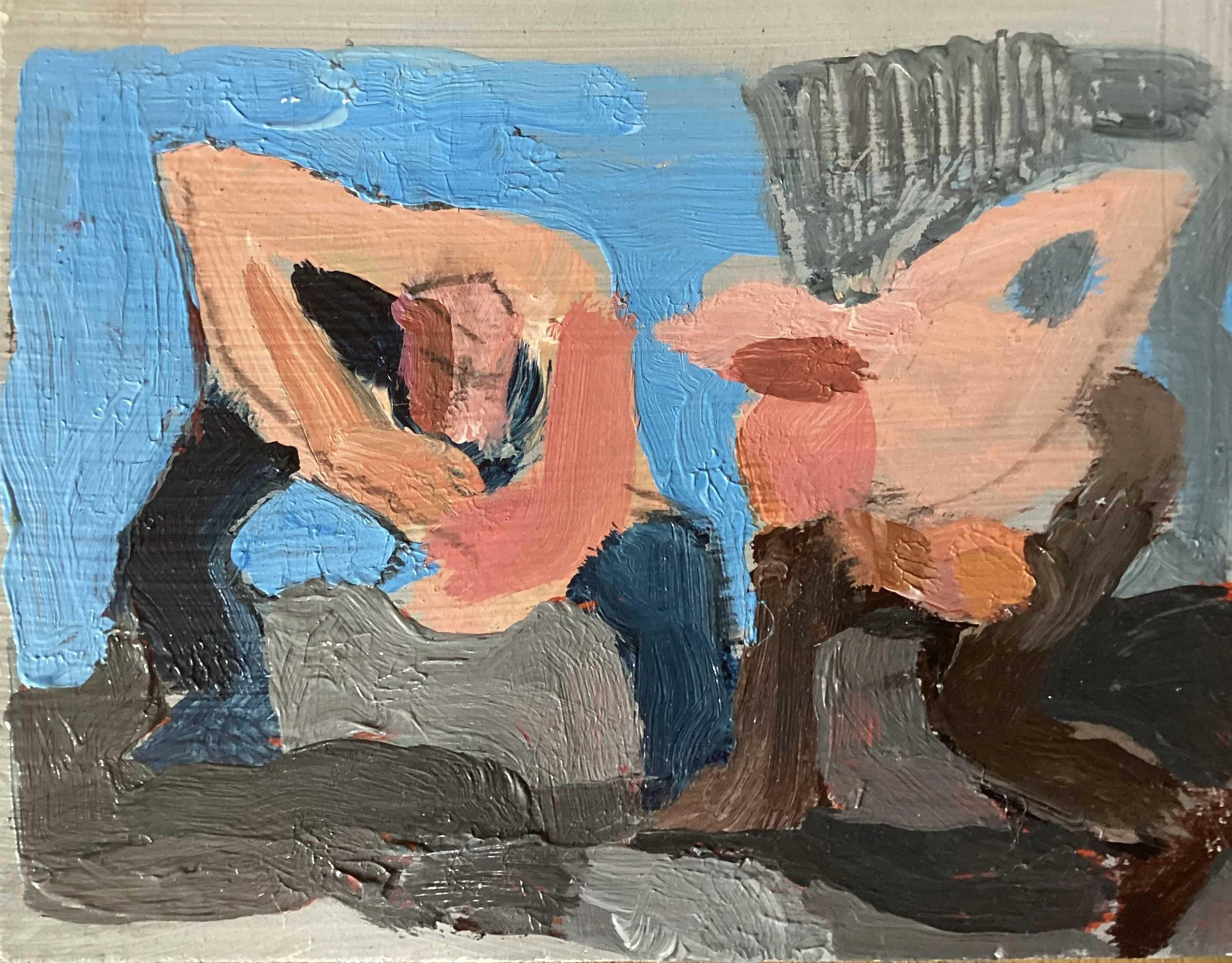 Two Figure Rhythm (2026), acrylic in board,, 13 x 16cm