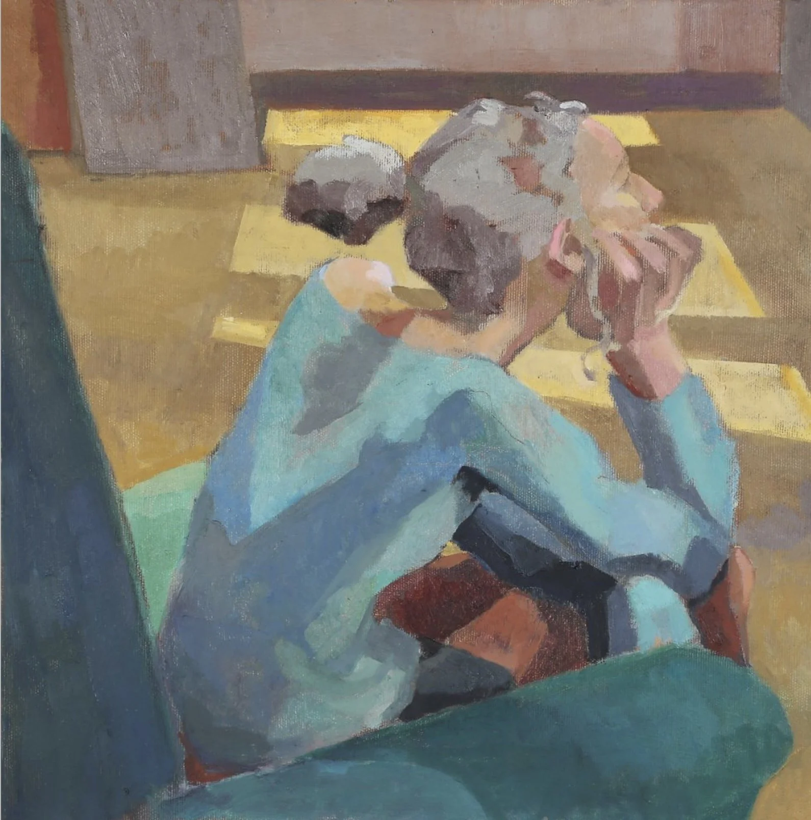 Girl Sitting, 2018, oil on canvas, 40 x 40cm