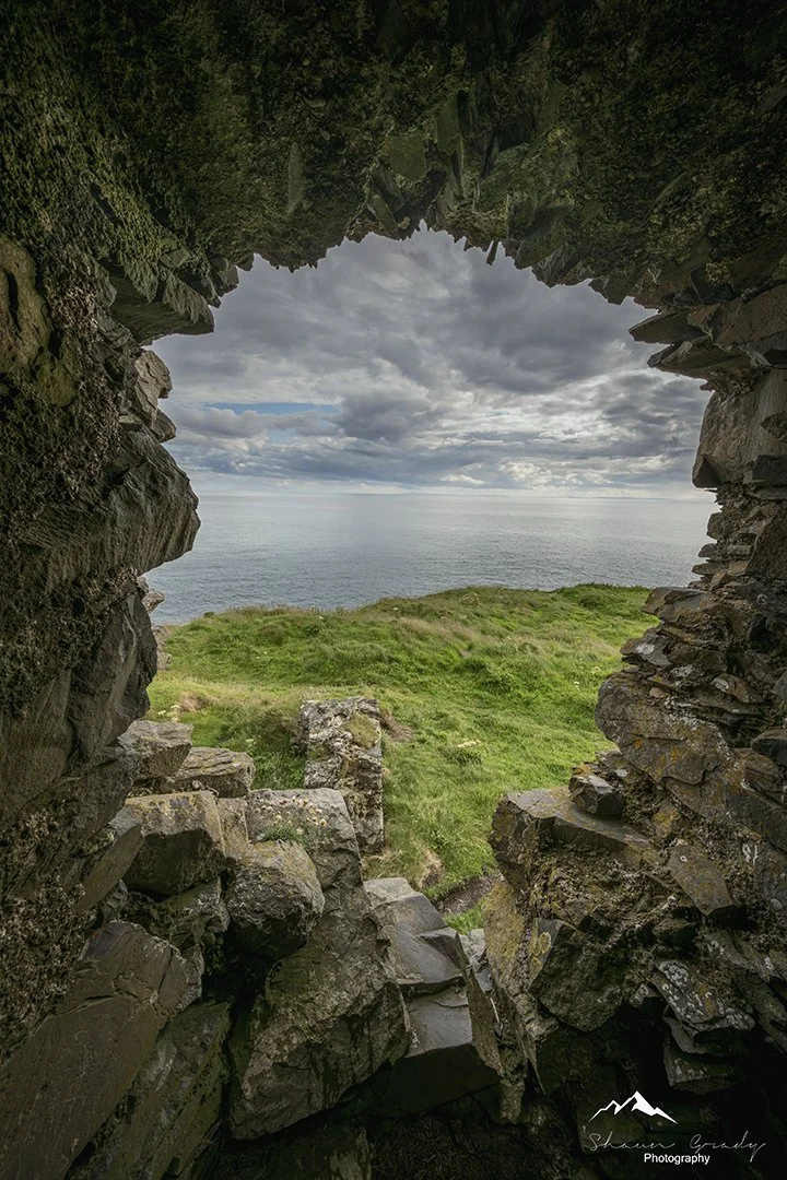 Looking out to sea from Dunskey Castle