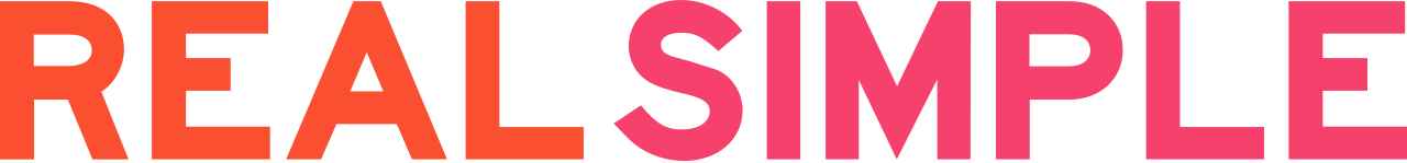 The words 'REAL SIMPLE' in large, bold lettering with 'REAL' in red and 'SIMPLE' in pink.
