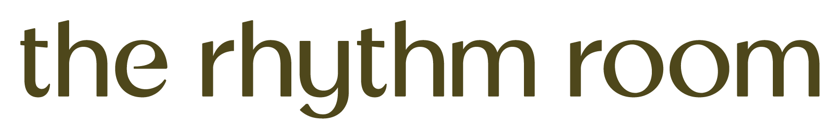 Text logo with the words 'the rhythm room' in lowercase letters