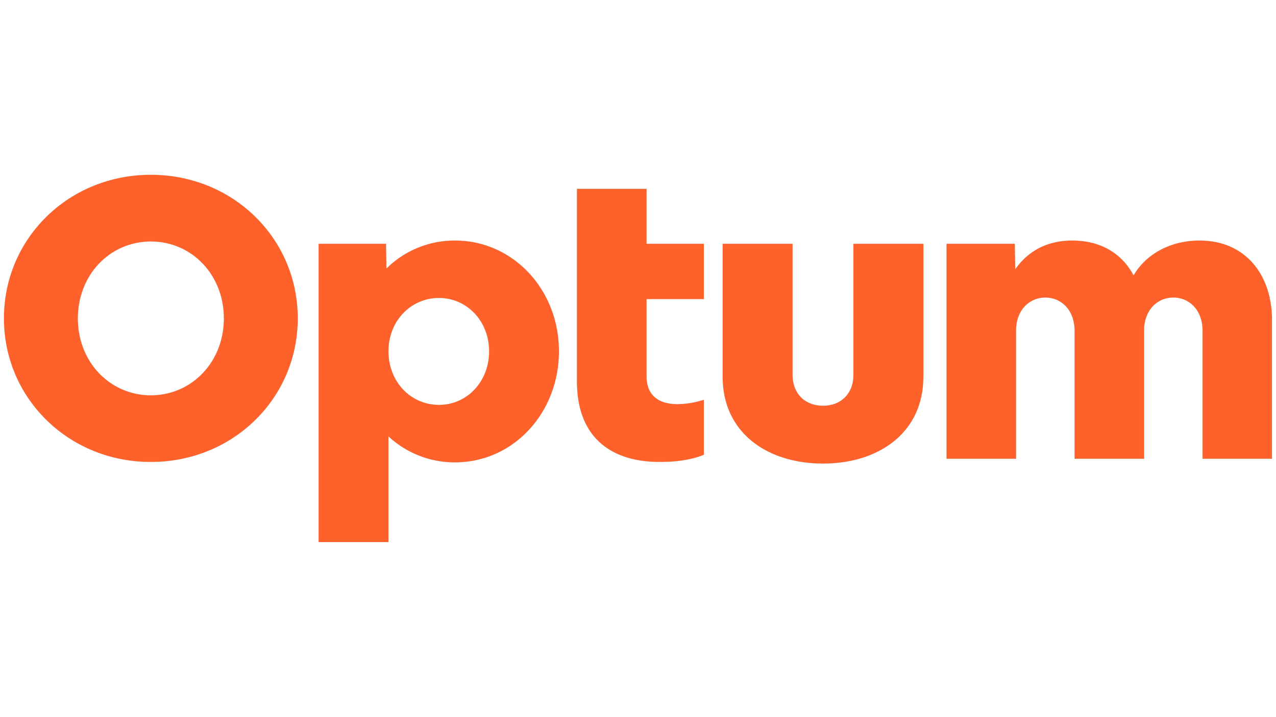 The word 'Optum' in bold orange letters on a black background.
