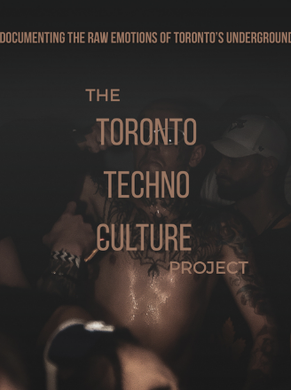The cover image for a techno-focused photography exhibition, capturing the atmospheric energy and motion of underground music culture through a documentary-artistic lens.