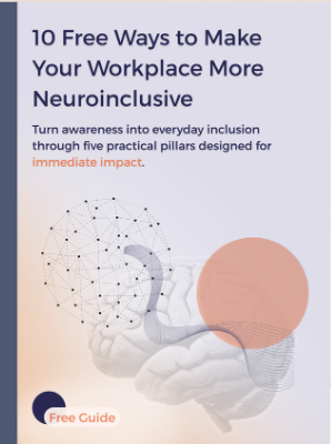 A visual preview of the free guide 'Neurodiversity in the Workplace: A Guide for Intentional Inclusion' by Alma Studio, featuring a minimalist layout and actionable insights for building inclusive teams.