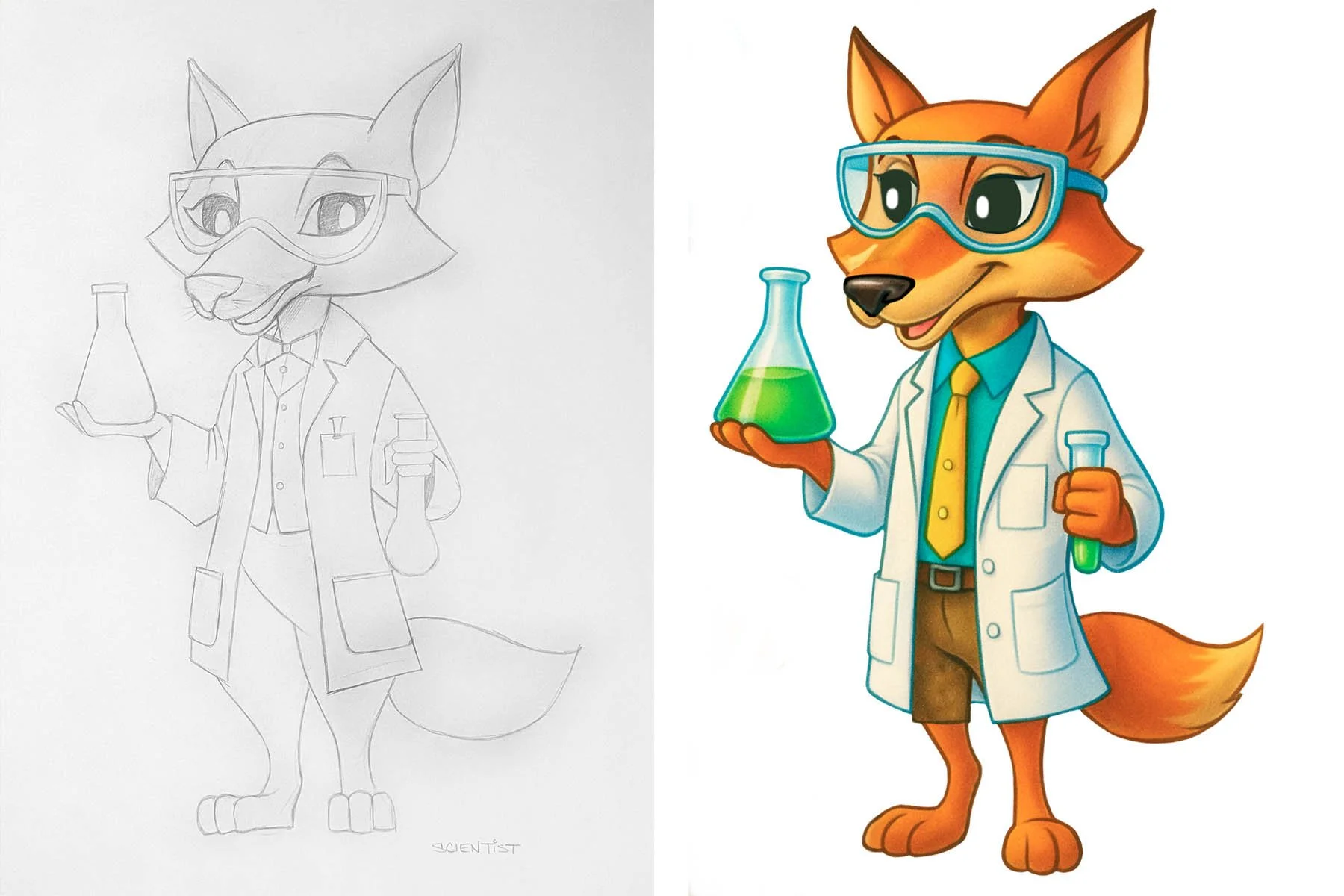 Cartoon Fox Drawing for STEM t-shirt collection | Nuwbia Designs