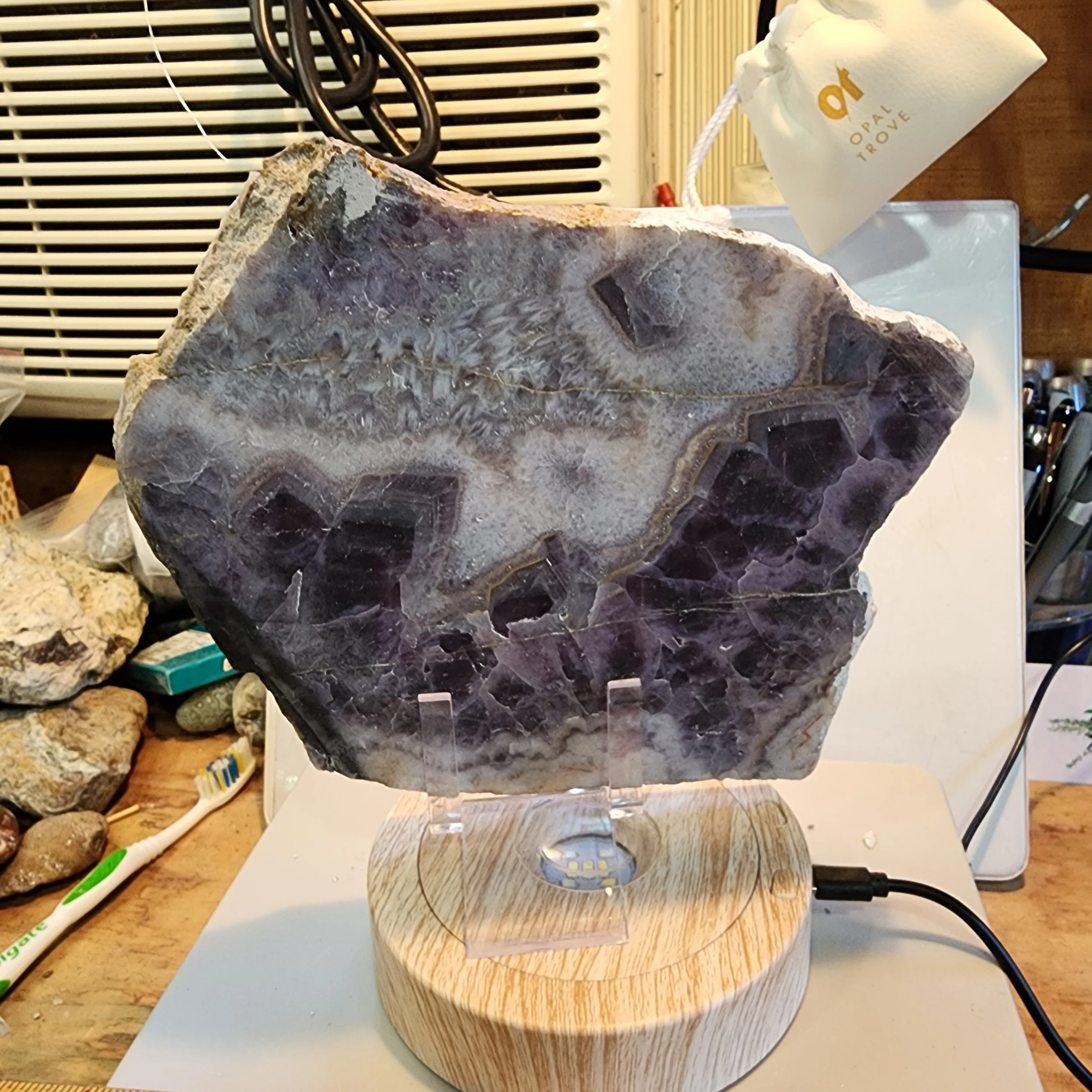 Extra Large Chevron Amethyst Slab w/ stand