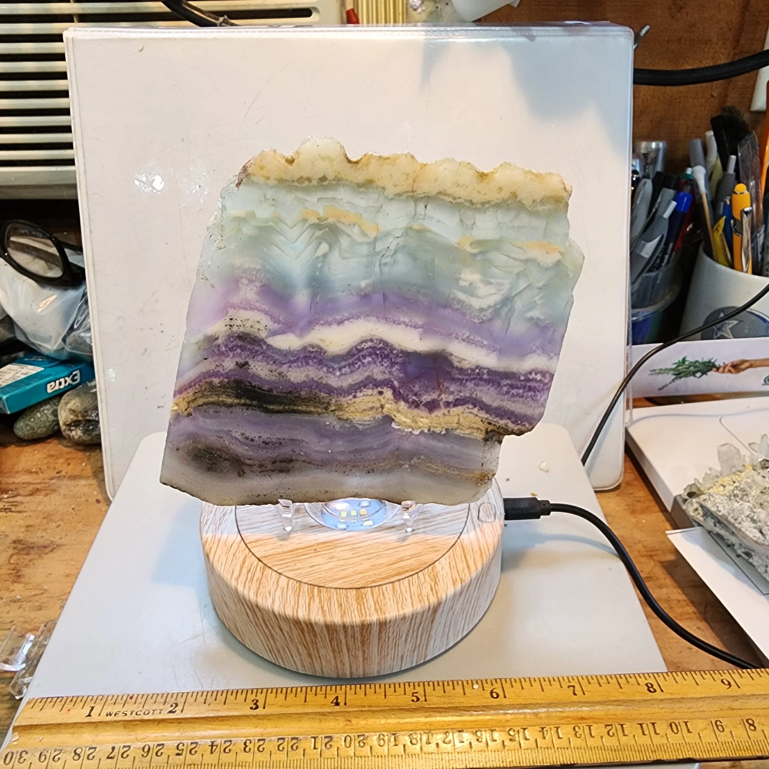 Large Rainbow Fluorite slab w/ stand