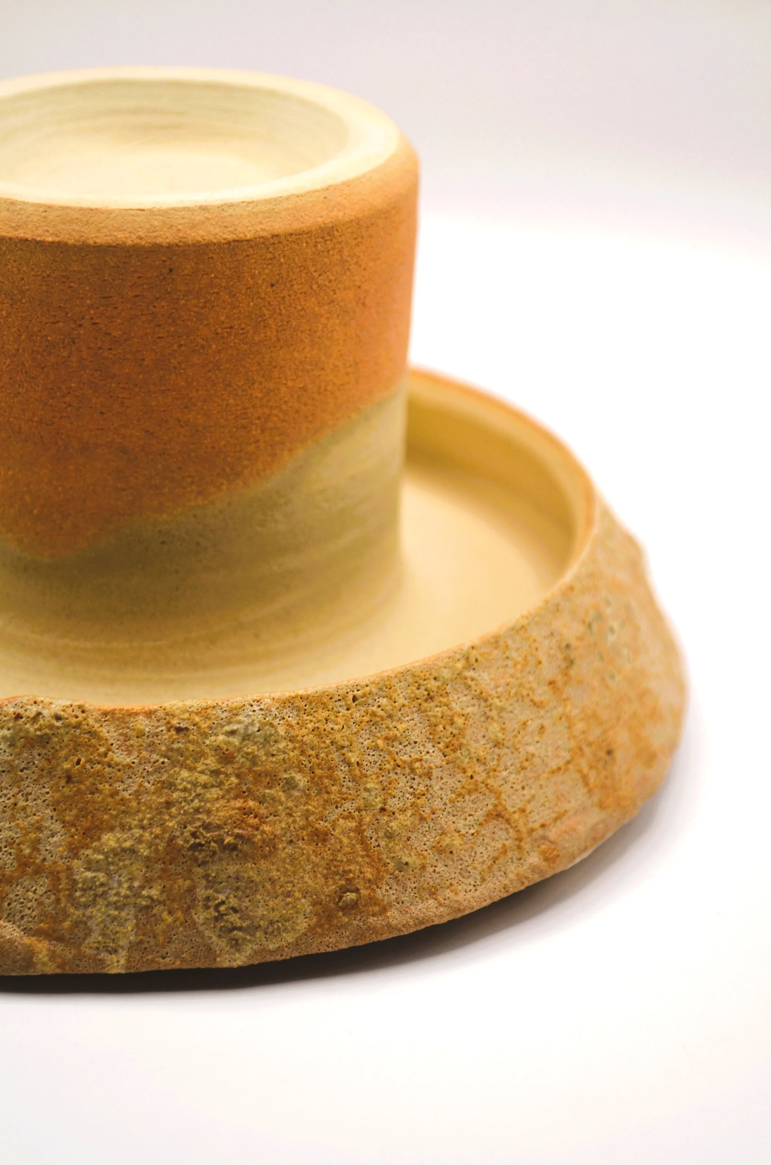 Souffle Marin WA#1 - Ikebana Vase with White Stoneware & Seaweed Ash Glaze. 100% Circular Glaze