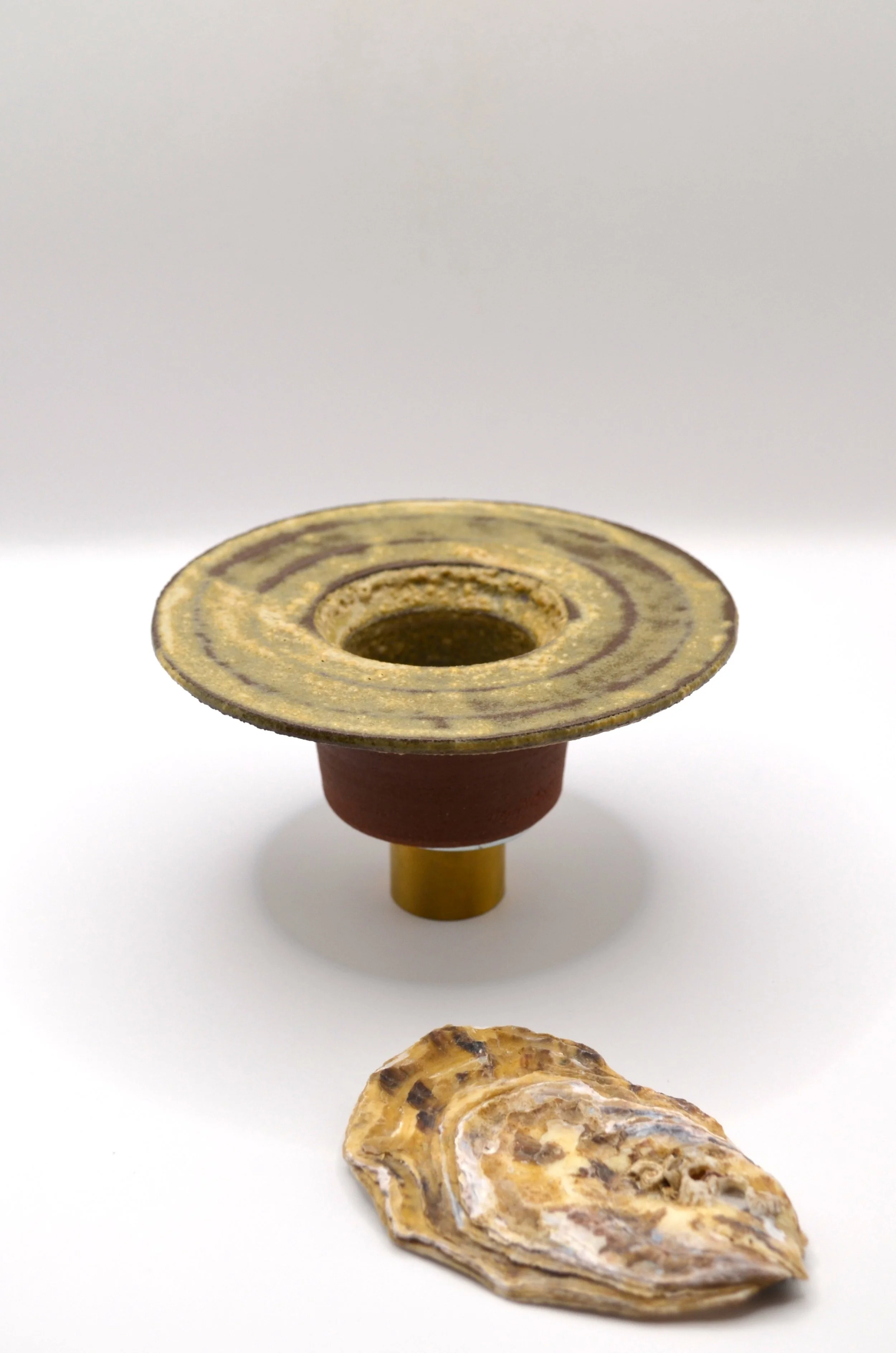 L'Ecueil RO#1 - Wall Sculpture - Red clay & Discarded Oyester shell ash glaze. 75% Circular Glaze
