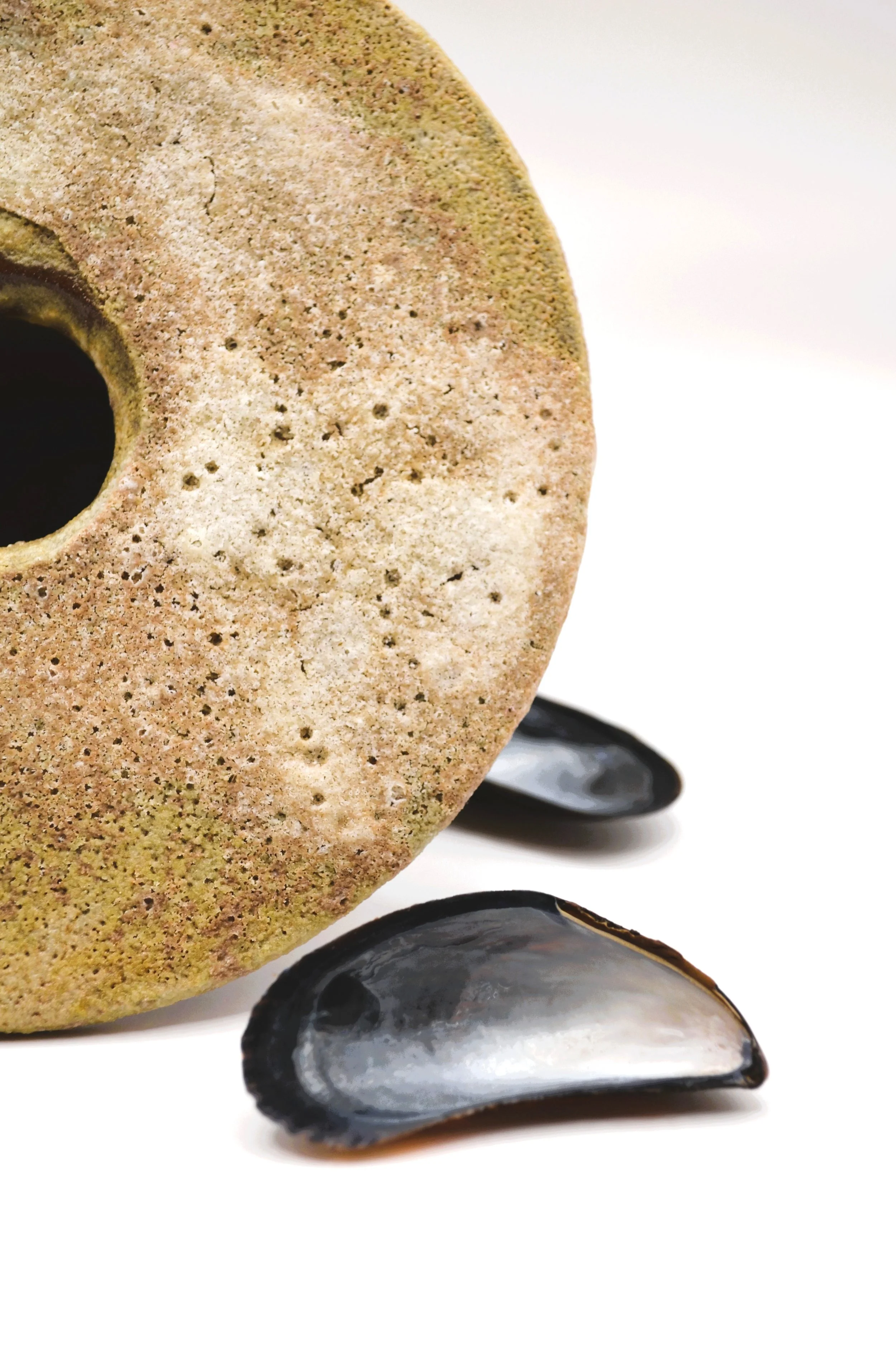 Vortex Marin RM#1 - Discarded Mussel Shells Ash Glaze & Red Stoneware. 75% Circular Glaze