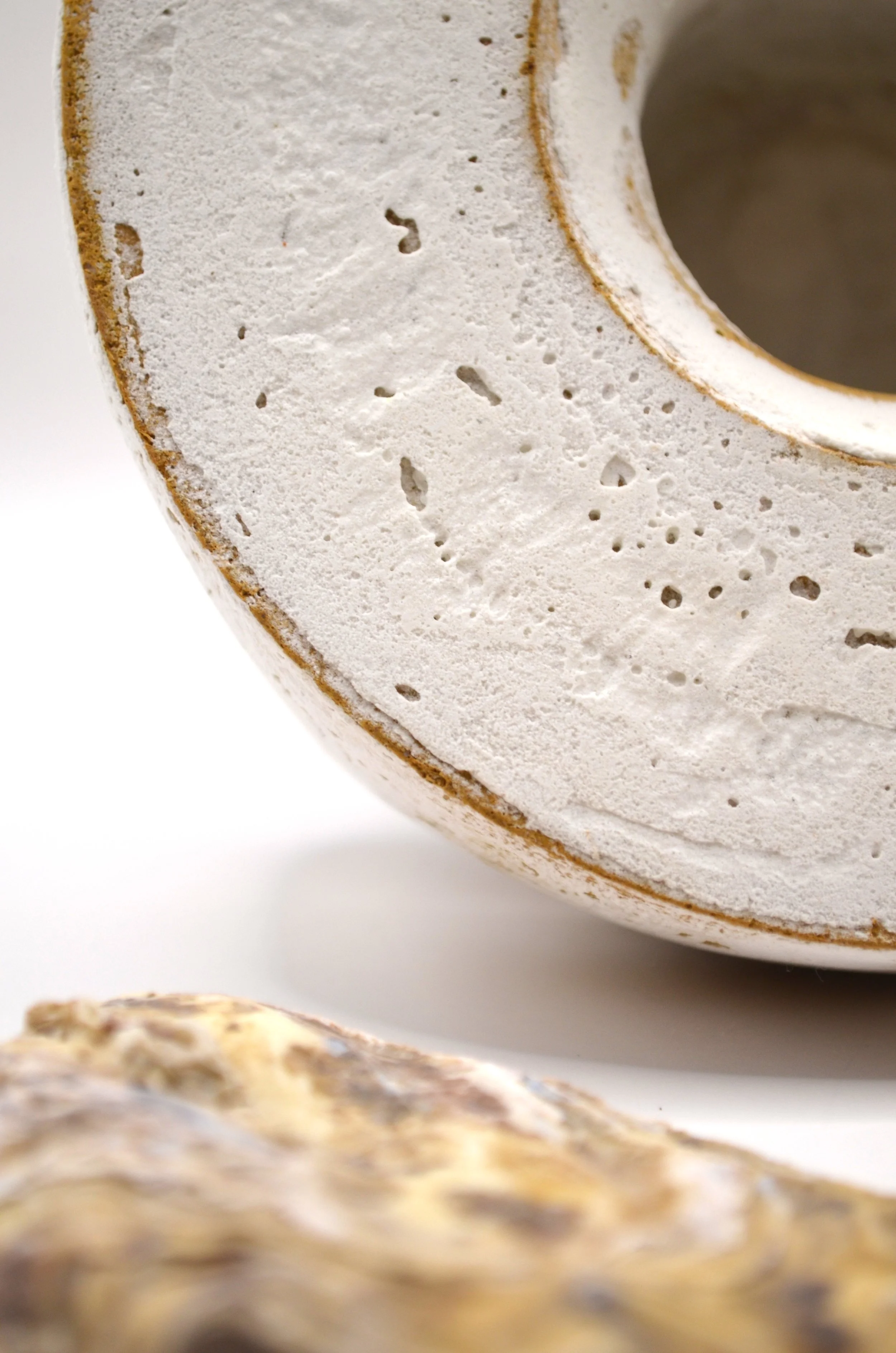 L’Abysse WDCO#1 - Wild Dutch Seashore Clay & Discarded Oyster Shells Ash Glaze. 75% Circular Glaze