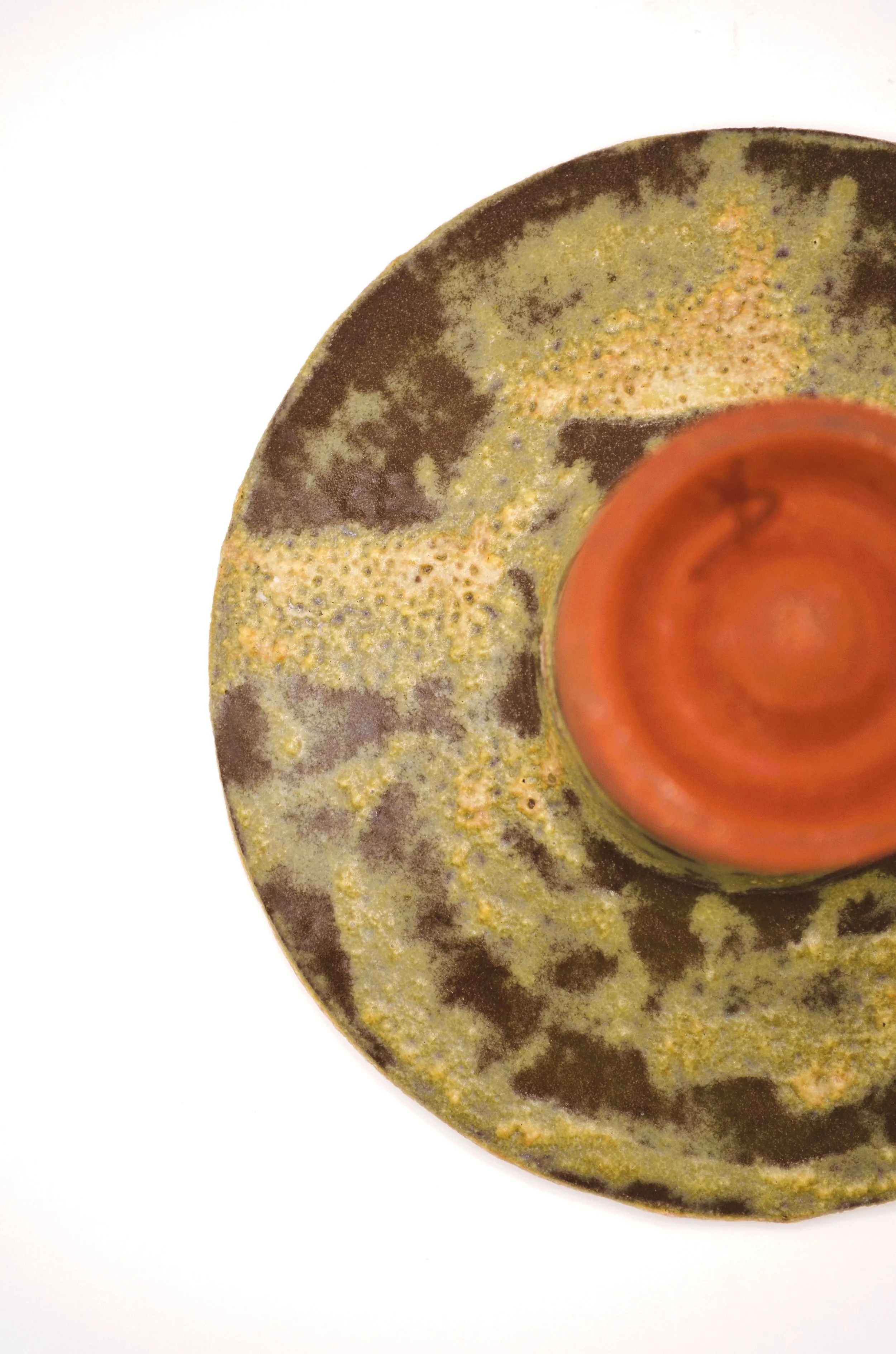Vortex Marin RM#1 - Discarded Mussel Shells Ash Glaze & Red Stoneware. 75% Circular Glaze