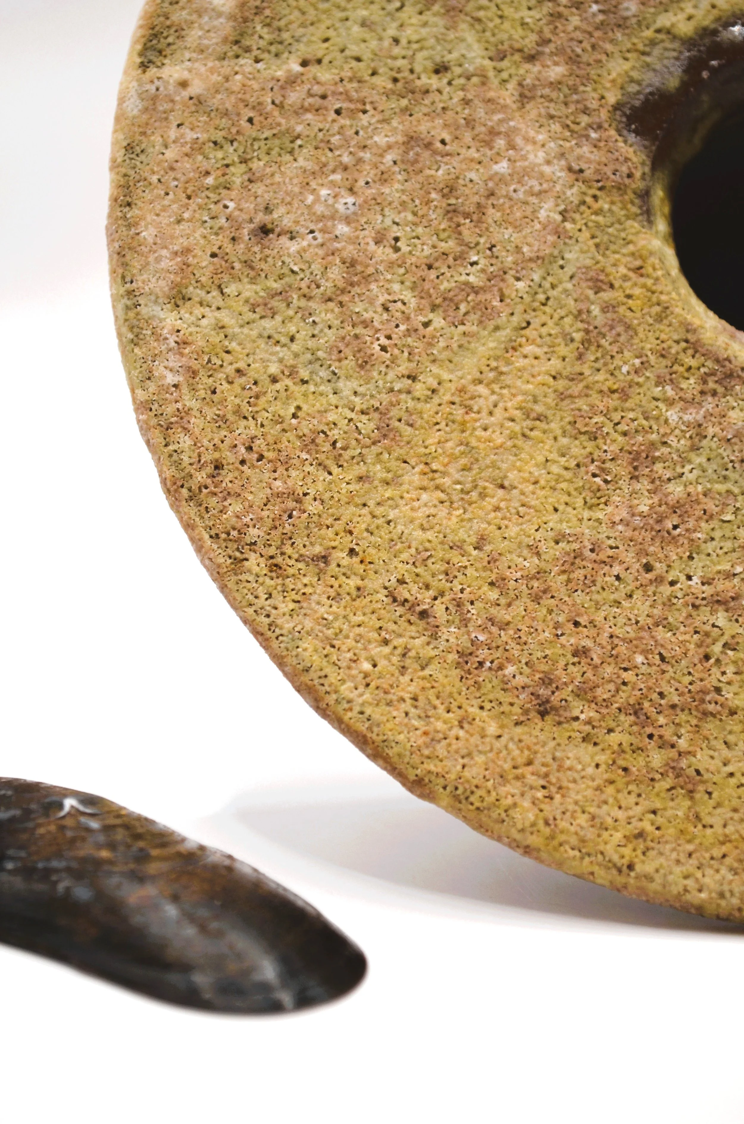 Vortex Marin RM#1 - Discarded Mussel Shells Ash Glaze & Red Stoneware. 75% Circular Glaze