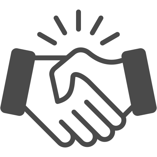 Icon of a handshake with lines indicating movement or emphasis.