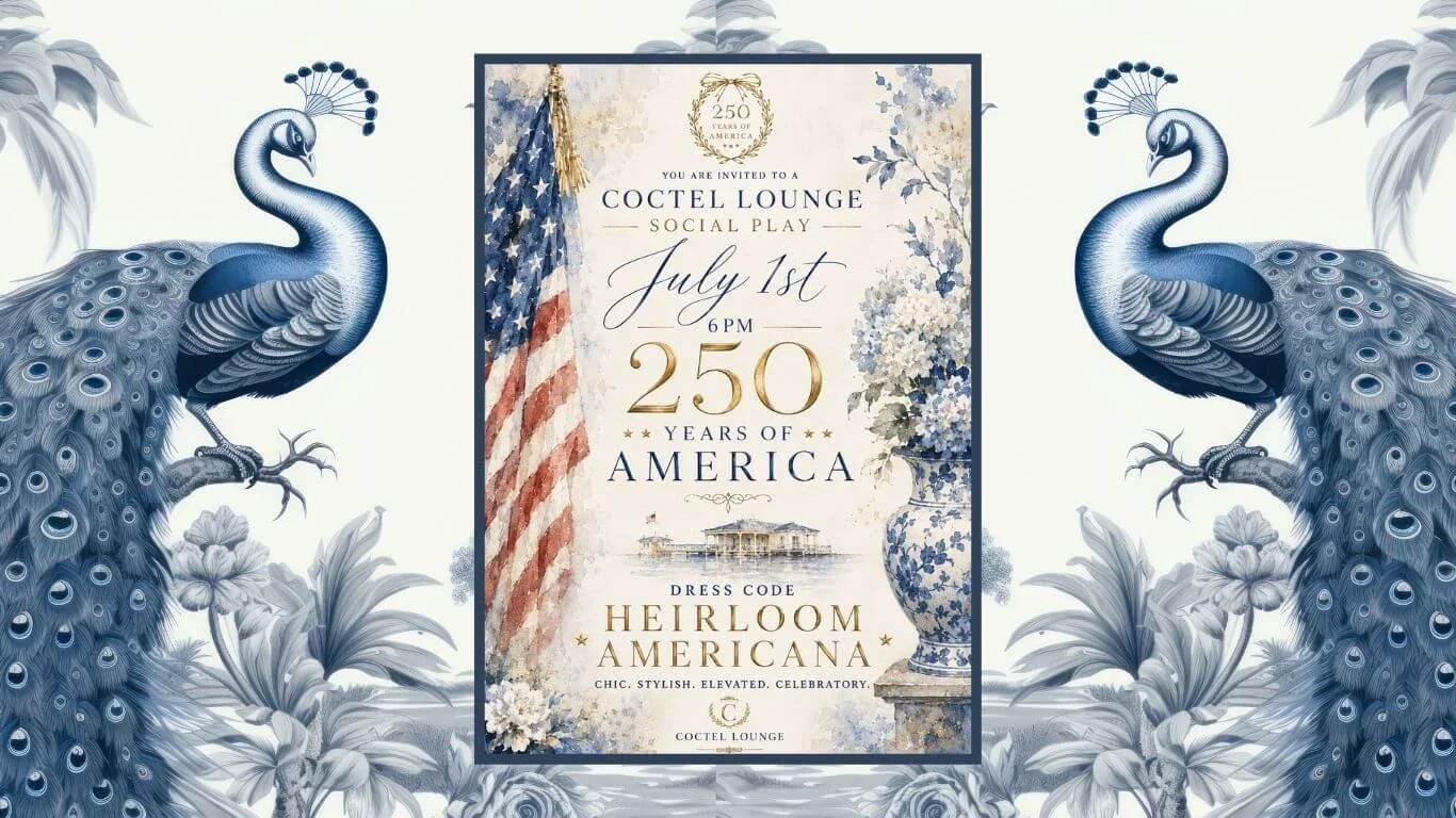 Mahjong Open Play Coctel Lounge Featuring An American Flag