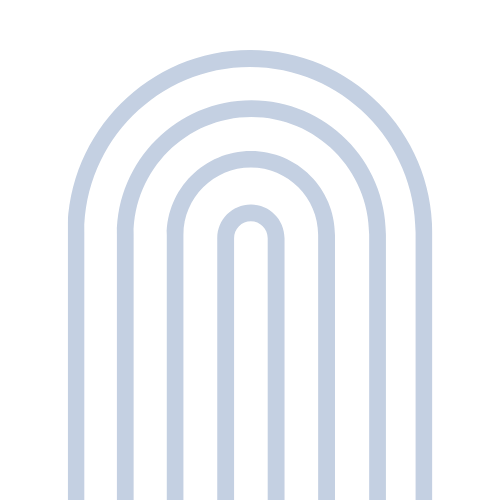 Abstract design with four concentric arches in light blue on a black background.