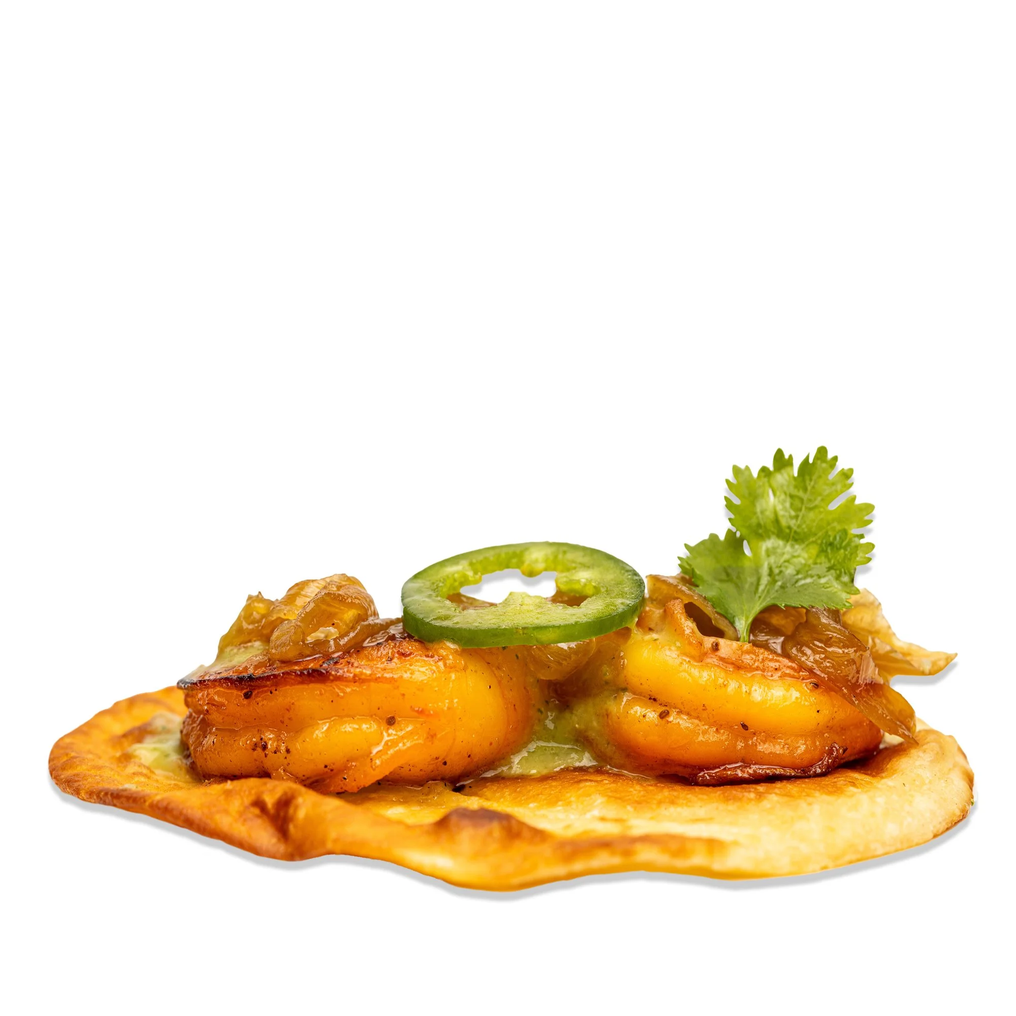 CLASSIC SHRIMP - Grilled shrimp with tomatillo salsa, caramelized onion, and cilantro.