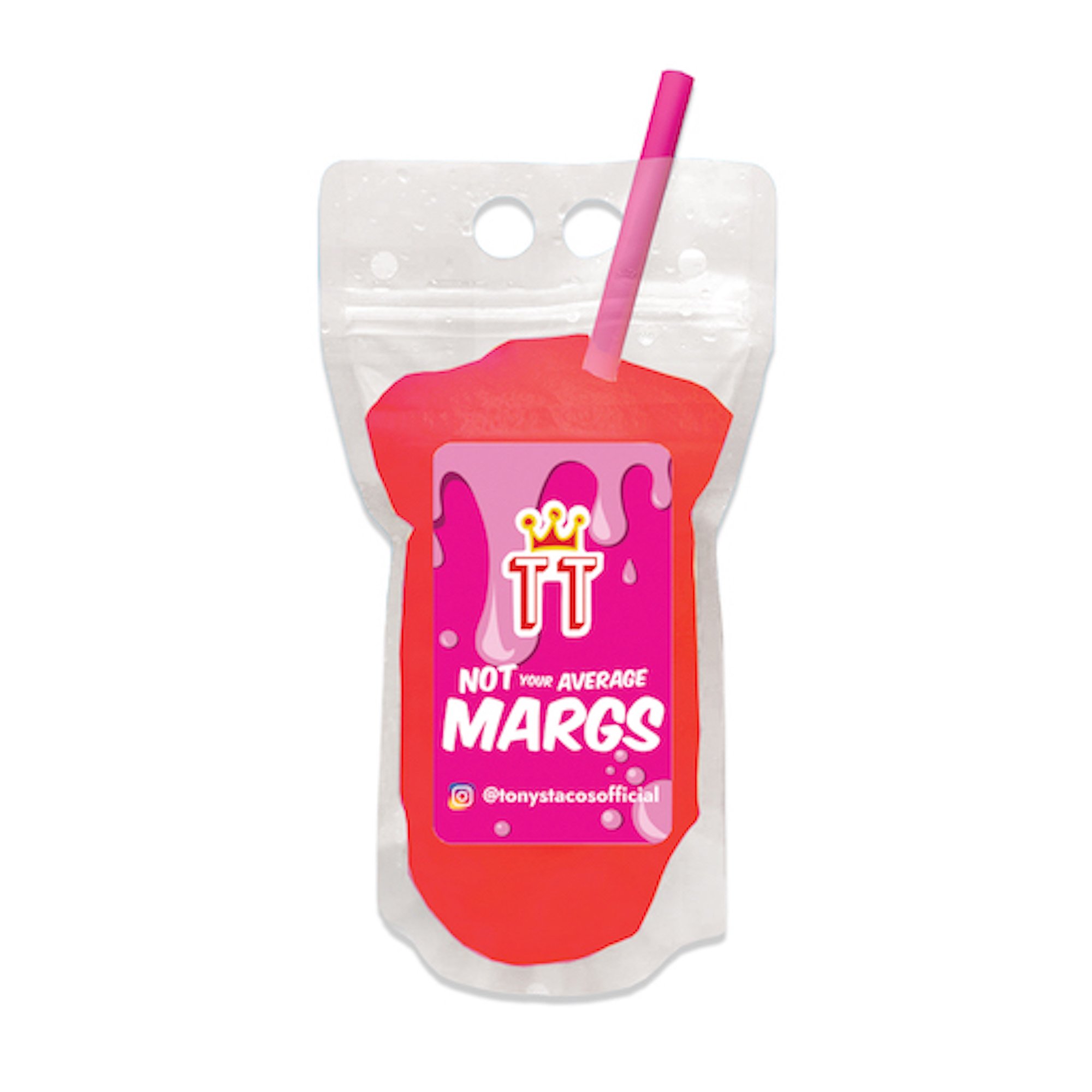 FROZEN STRAWBERRY Margarita from Tony’s Tacos—a vibrant frozen margarita served in a drink pouch for ultimate convenience. Try Tony’s Tacos “Not Your Average Margs” and elevate your fast casual dining experience.