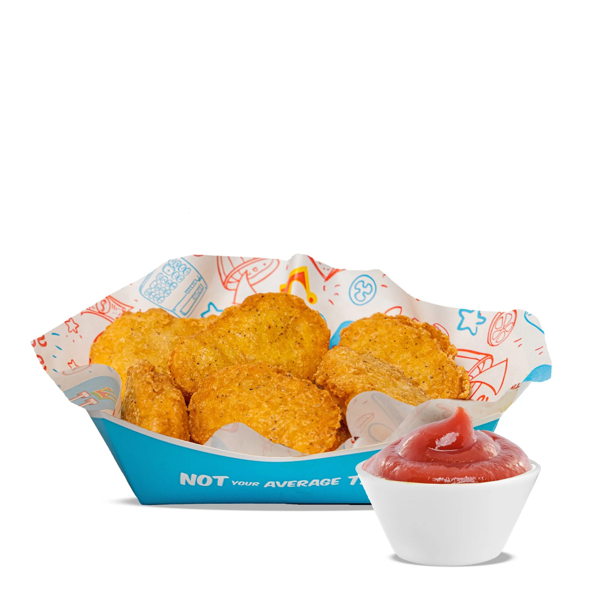 CHICKEN NUGGETS (6ct) - Six golden chicken nuggets, served with your choice of ketchup or ranch.
