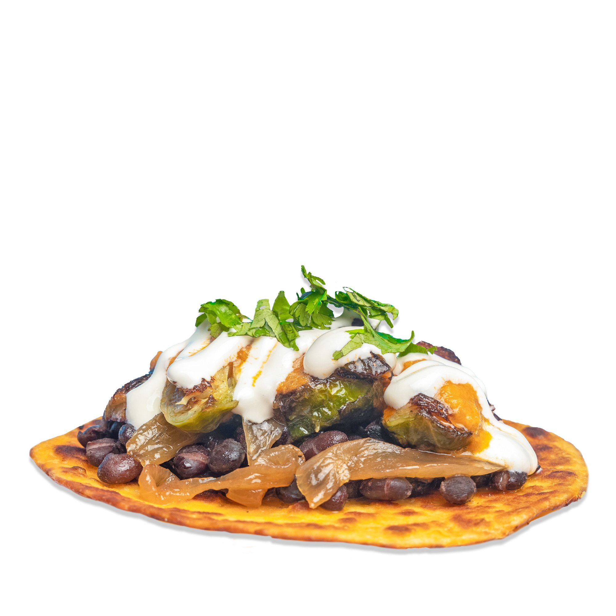 BEANS & BRUSSELS - Roasted brussels, beans, onion, spicy sauce, sour cream