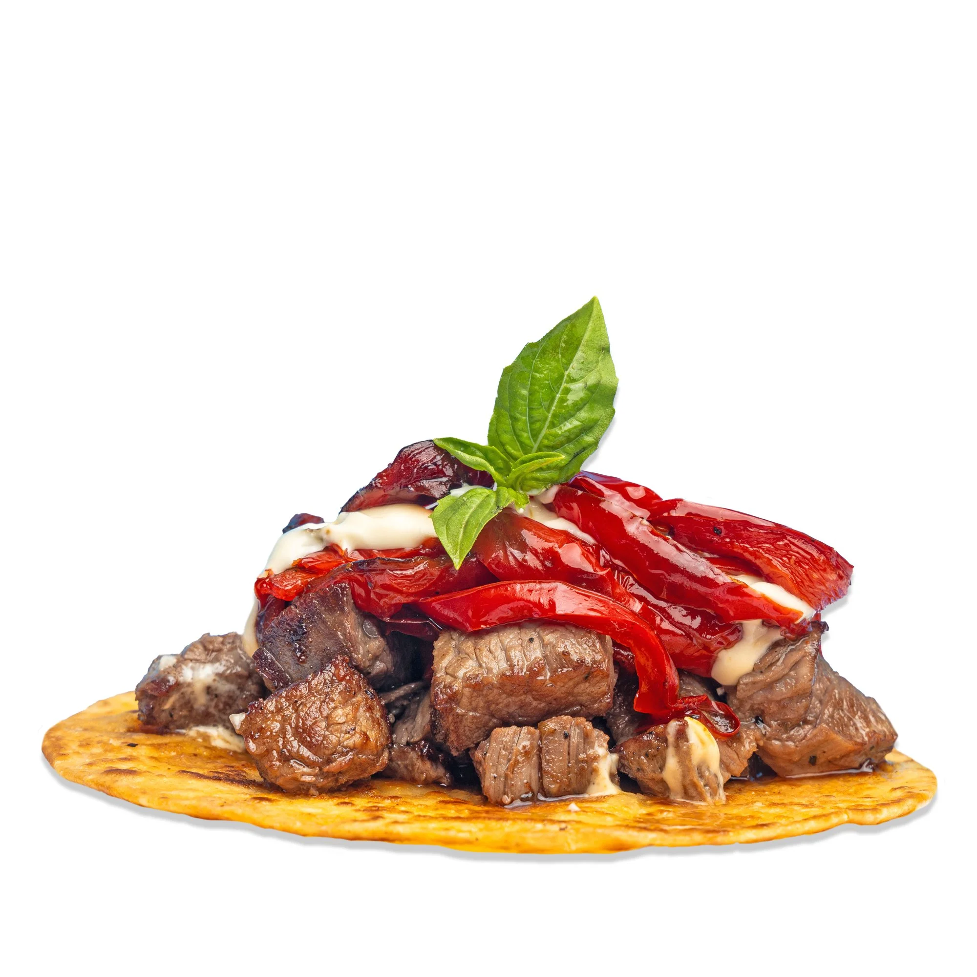 STEAK & CHEESE - Grilled steak with melty cheese and sweet, roasted Neapolitan red peppers.