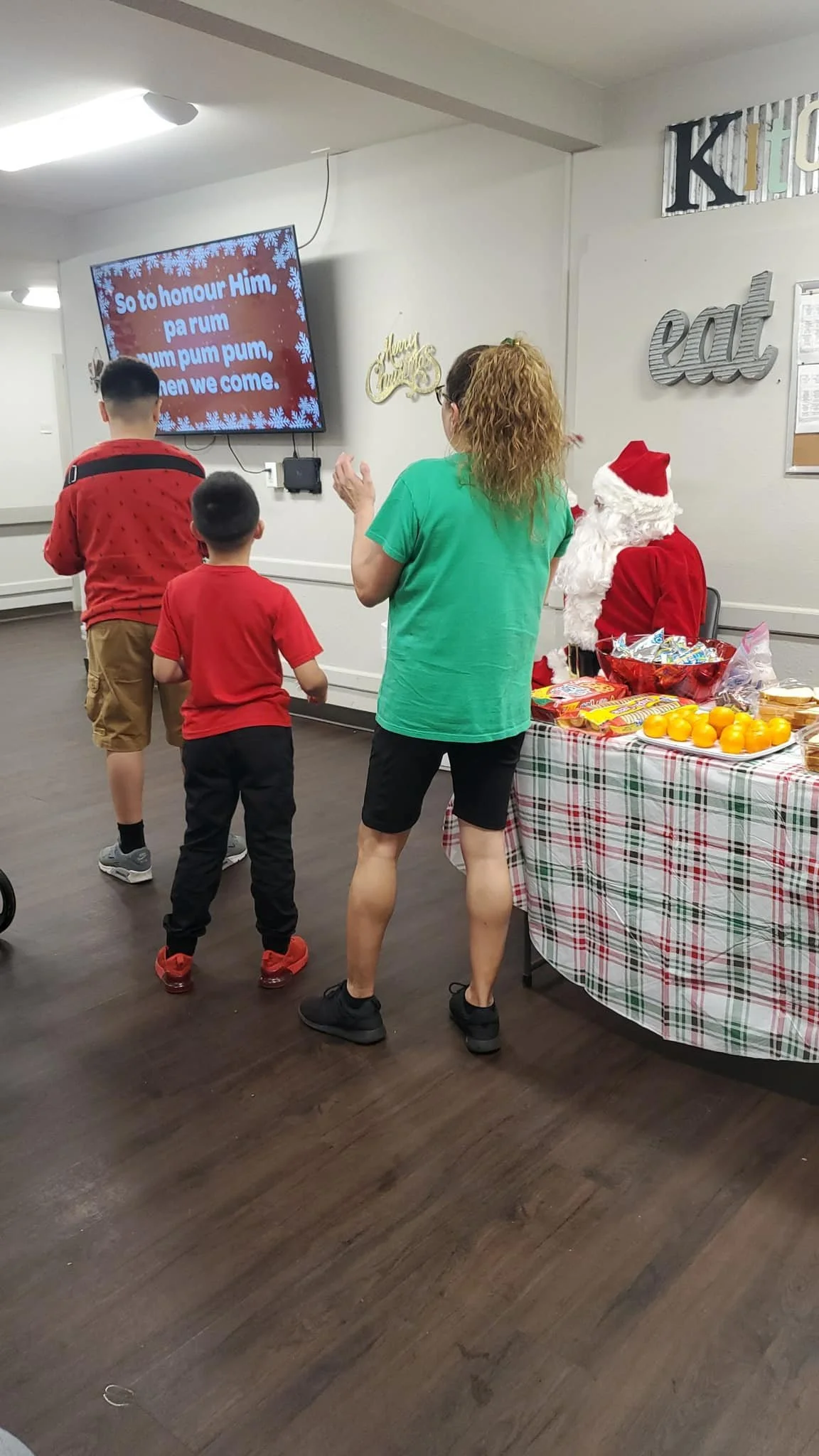 Residents doing christmas kareoke