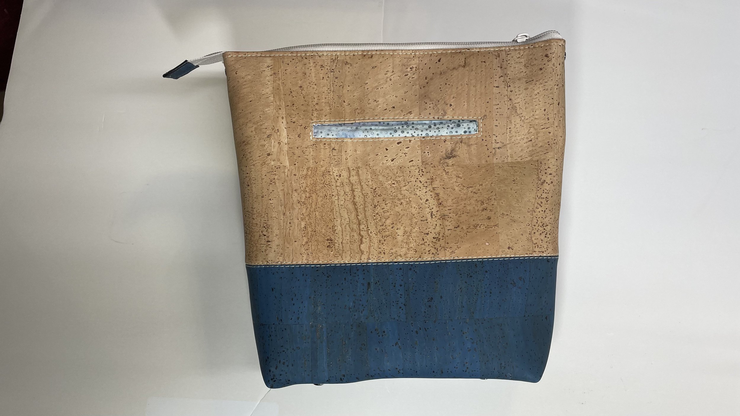 Cork Tote Purse - Dark Turquoise and Natural Cork