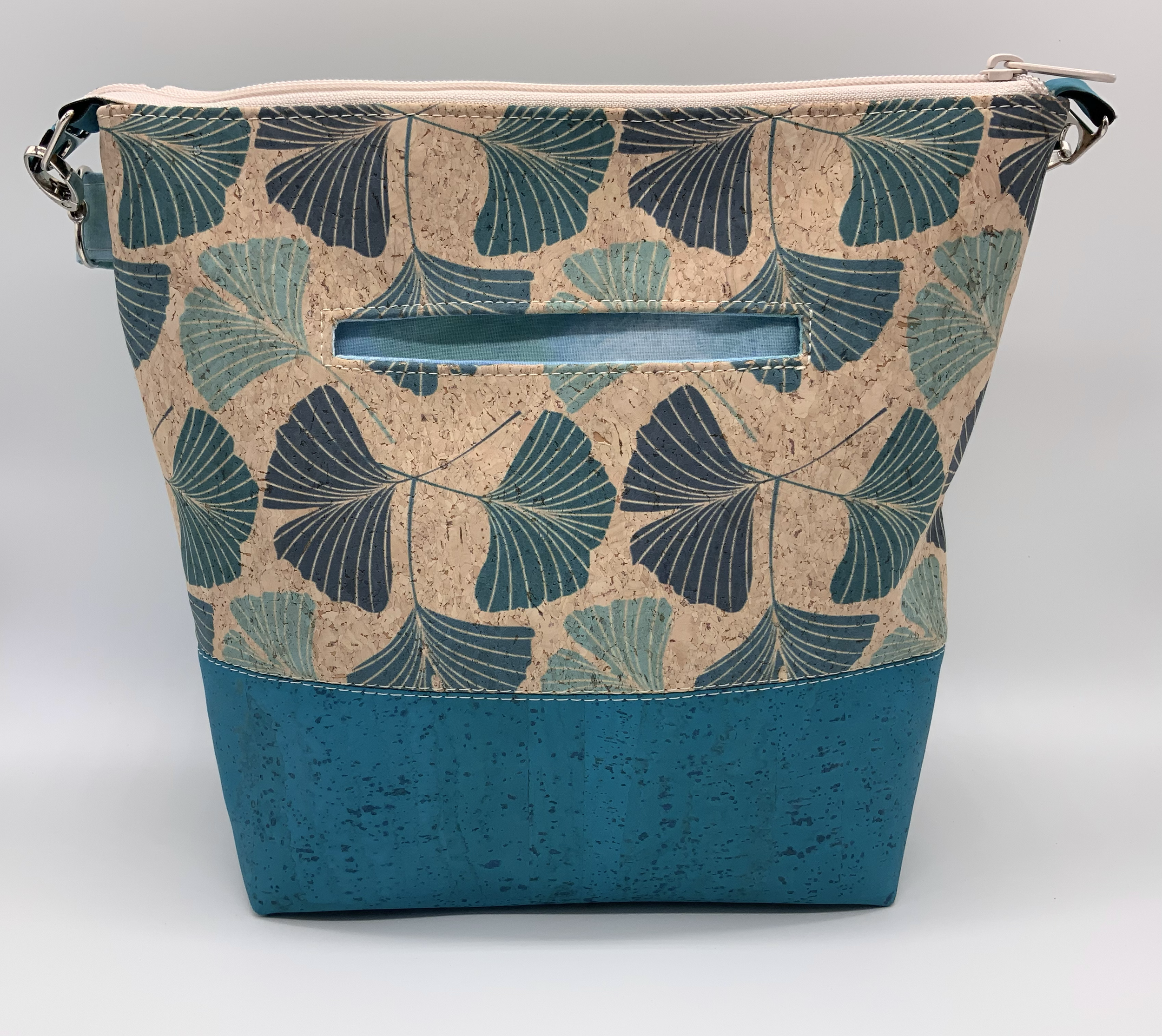 Cork Tote Purse - Turquoise