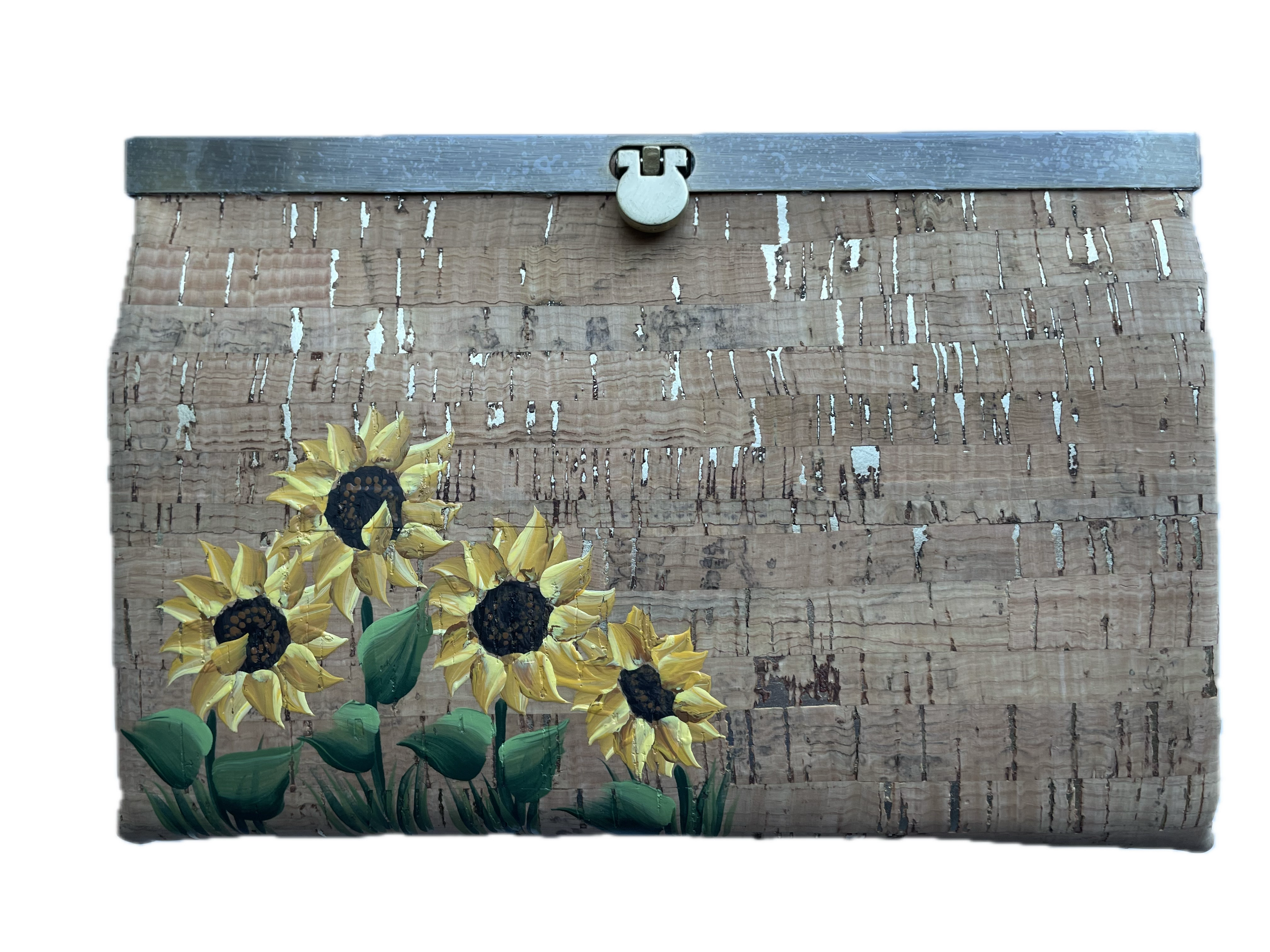 Sunflower Elegance Cork Clutch